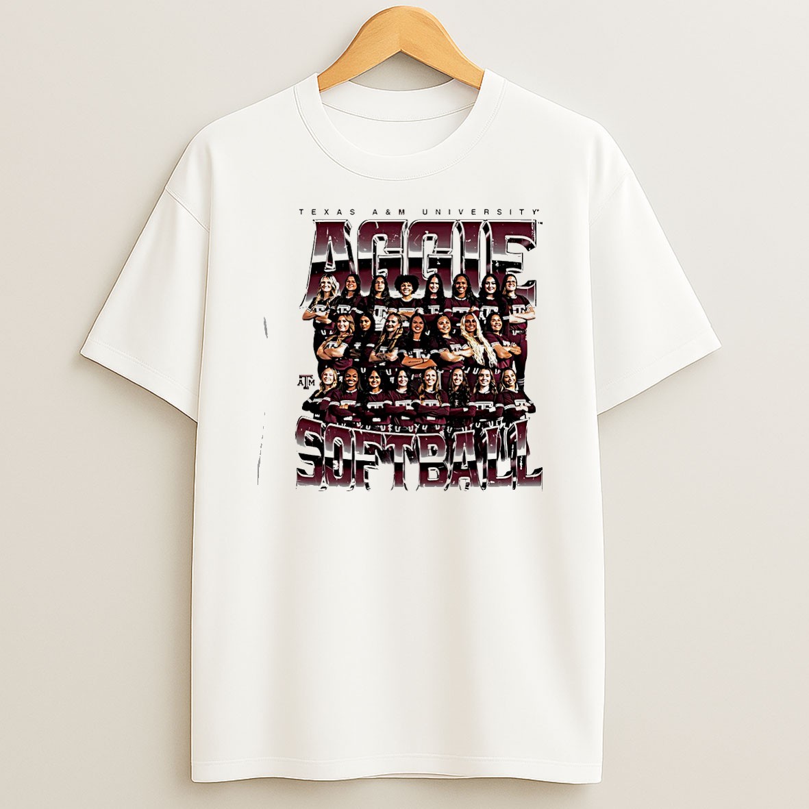 Original Texas Am University Softball Team Collage Graphic T Shirt
