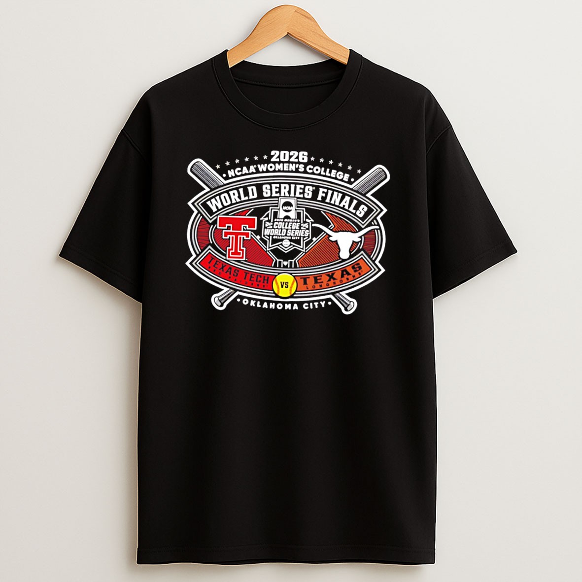 Original Texas Tech Red Raiders Vs Texas Longhorns 2026 Ncaa Wcws Finals Infield Fly Match Up Tee T Shirt
