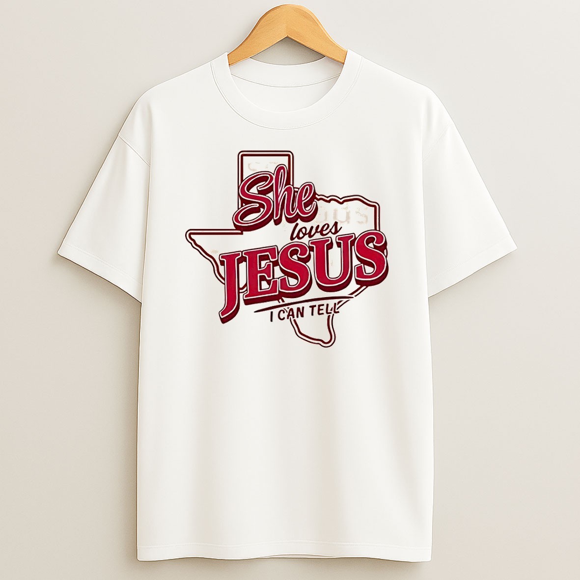 Original Texas State Map Apparel She Loves Jesus I Can Tell T Shirt