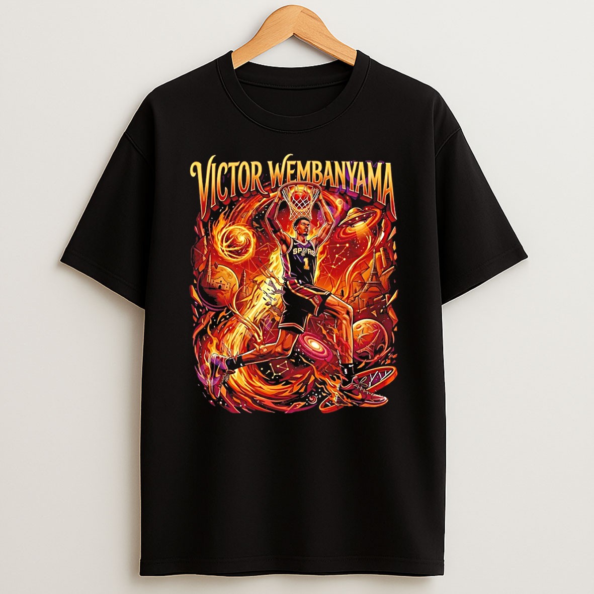 Original The Alien Ufo Space Victor Wembanyama Dunk San Antonio Spurs Basketball Vintage T Shirt