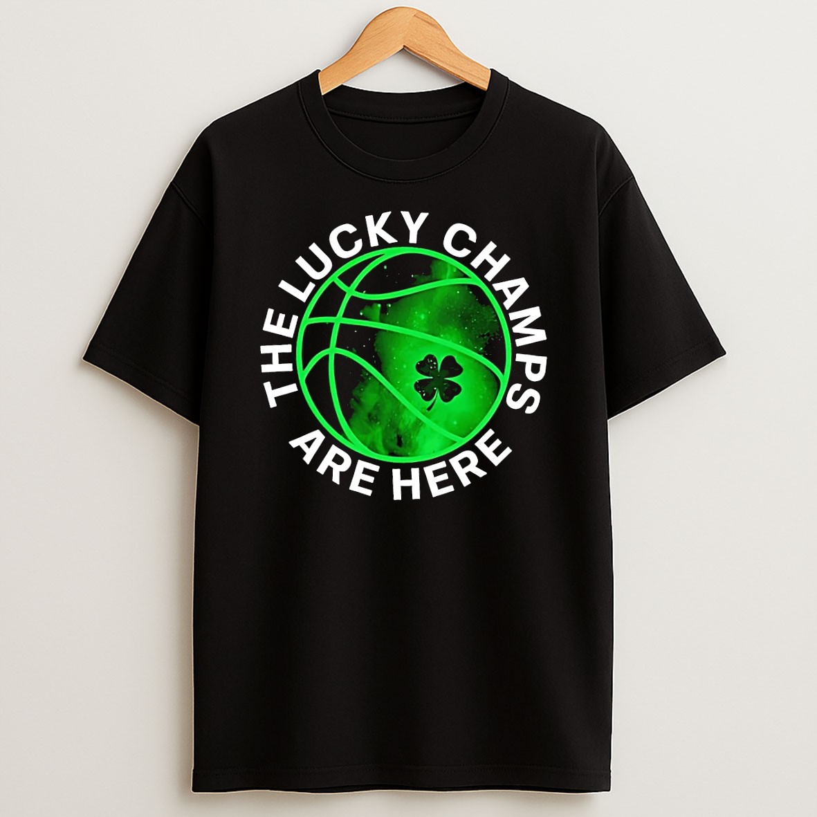 Original The Lucky Champs Are Here Basketball St Patricks Day Black T Shirt