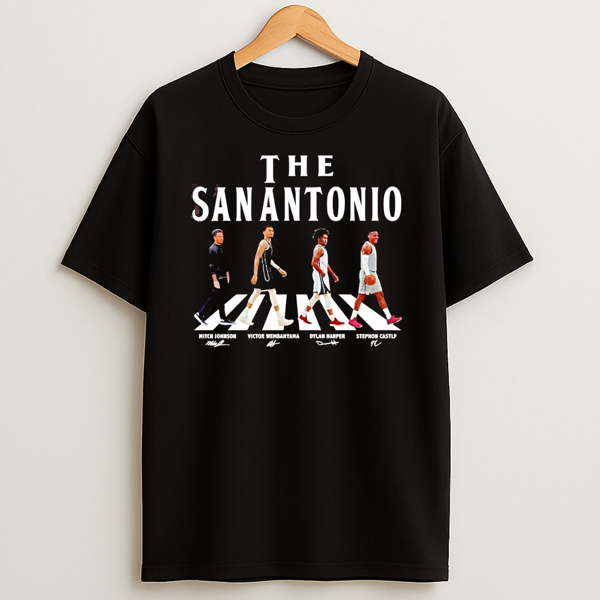 Original The San Antonio Walking Signatures Wembanyama Castle Harper T Shirt