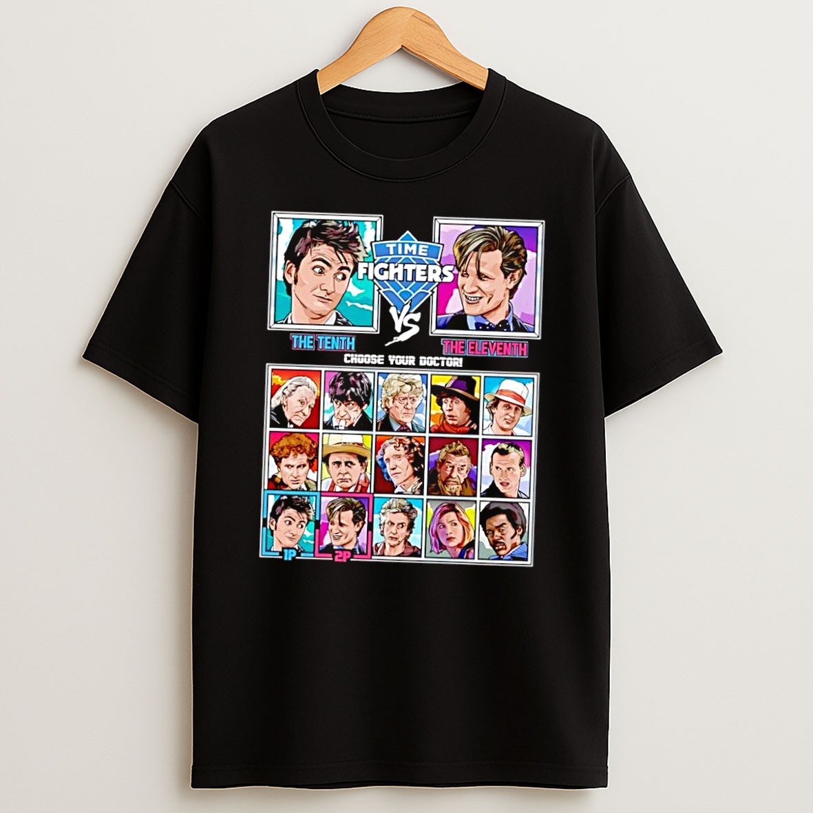Original Time Fighters Choose Your Doctor Black T Shirt