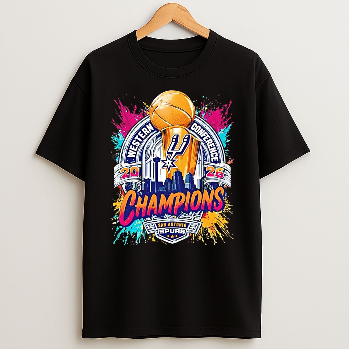Original Trophy San Antonio Spurs Basketball Nba Western Conference Champions Finals Fiesta 2026 T Shirt