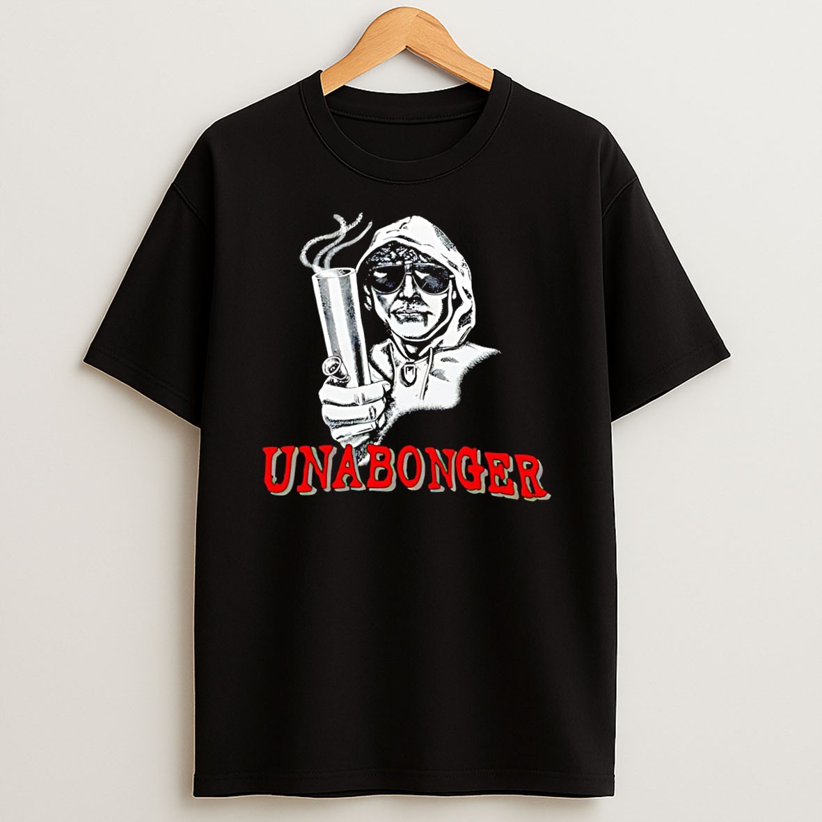 Original Unabonger Man Holding Smoking Pipe Black T Shirt