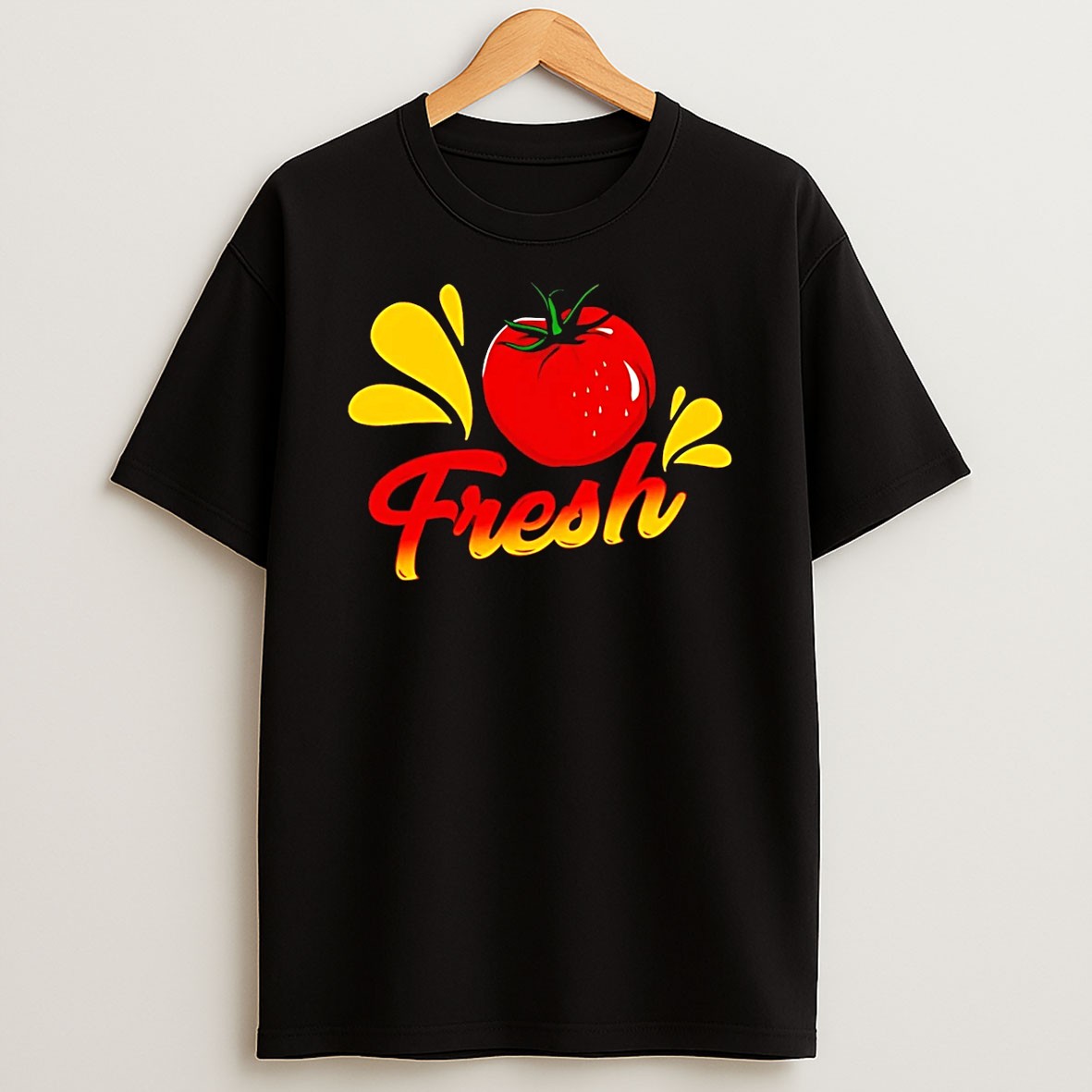 Original Vegetable Tomato Fresh Vegan Black T Shirt