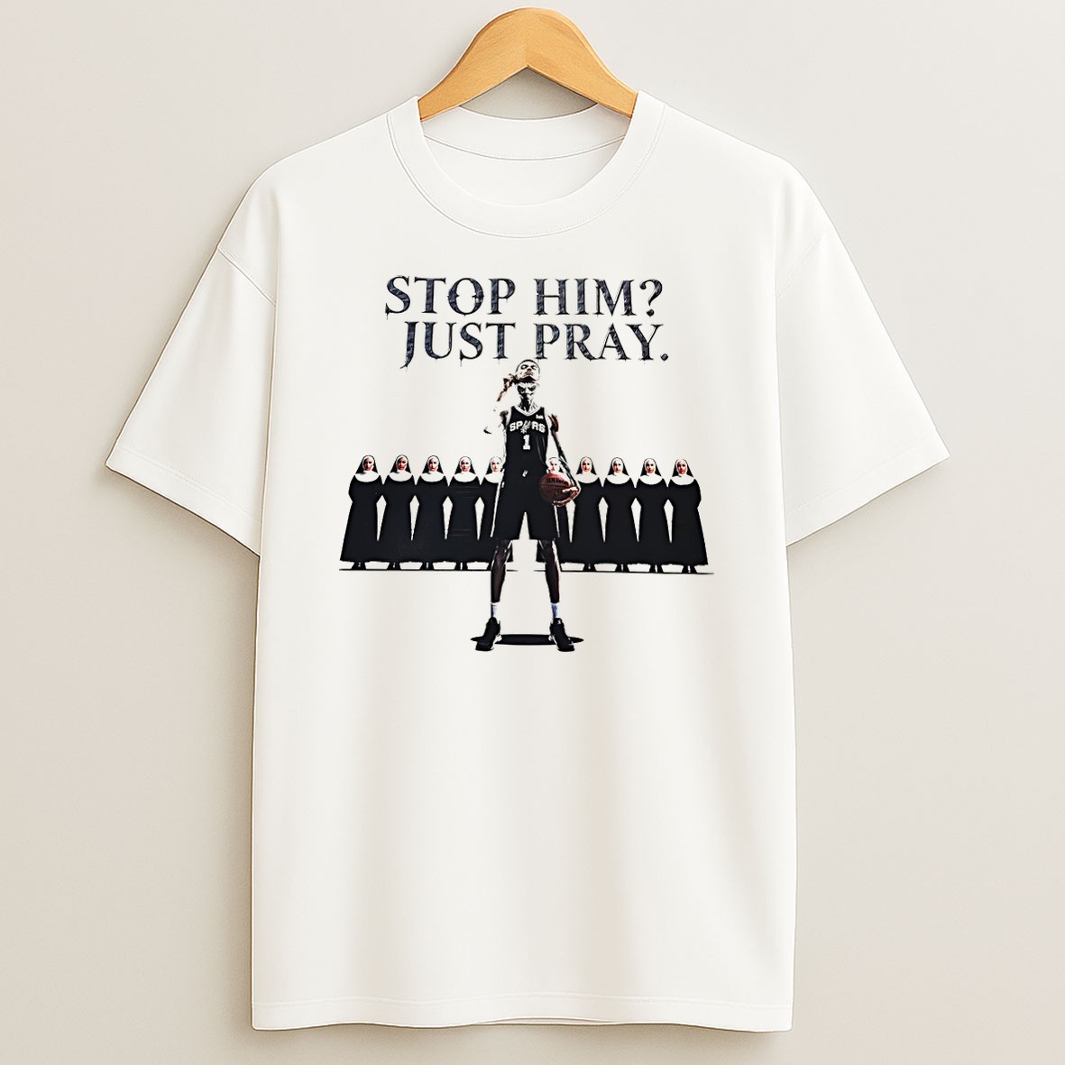 Original Victor Wembanyama Alien Mask Vs Nuns Stop Him Just Pray T Shirt