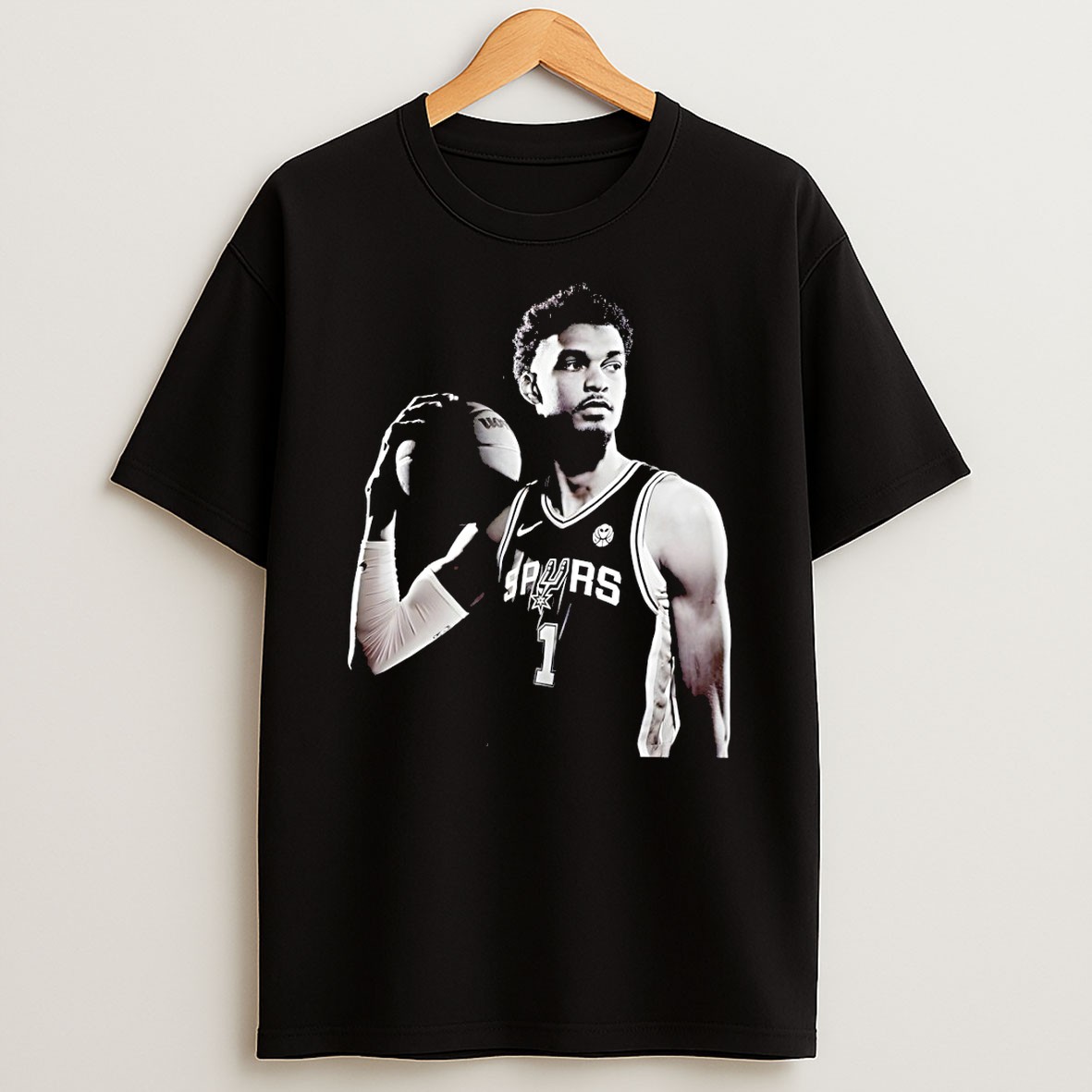 Original Victor Wembanyama Holding Ball San Antonio Spurs Basketball Nba 2026 Vintage T Shirt