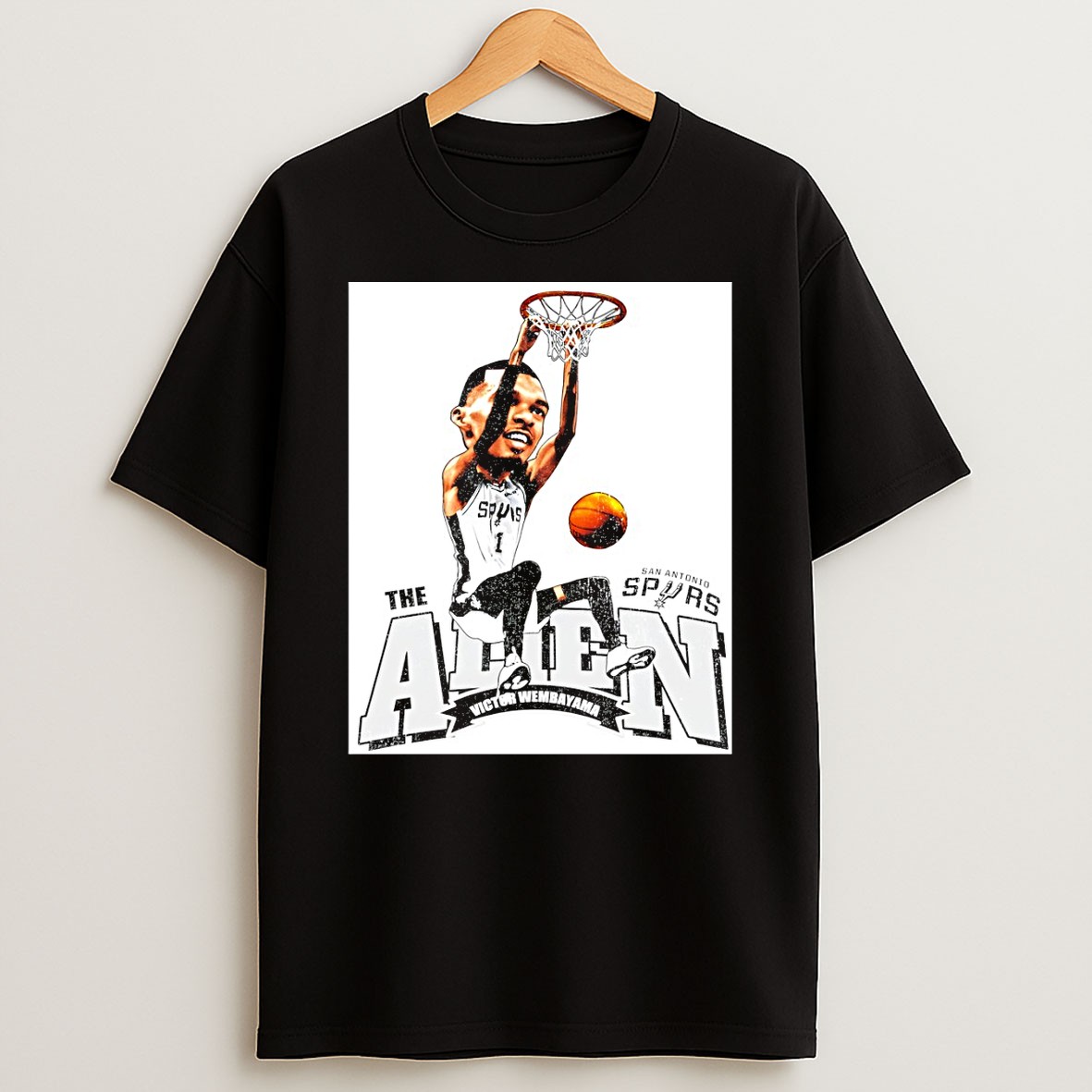 Original Victor Wembanyama The Alien Caricature San Antonio Spurs Basketball Nba Vintage T Shirt