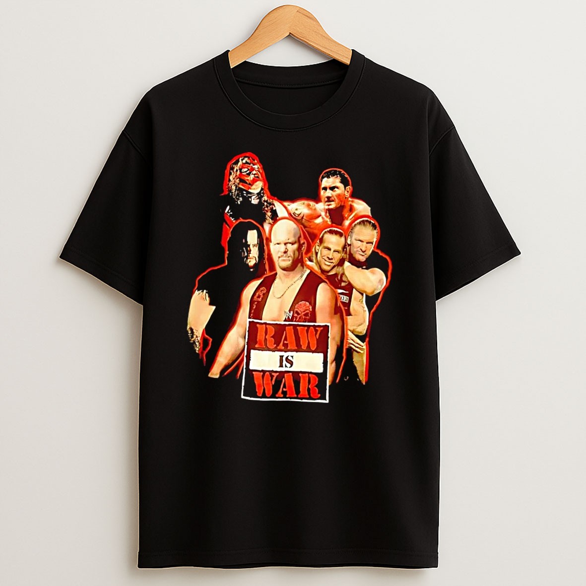 Original Wwf Wrestling Legends Raw Is War Stone Cold The Undertaker Black T Shirt