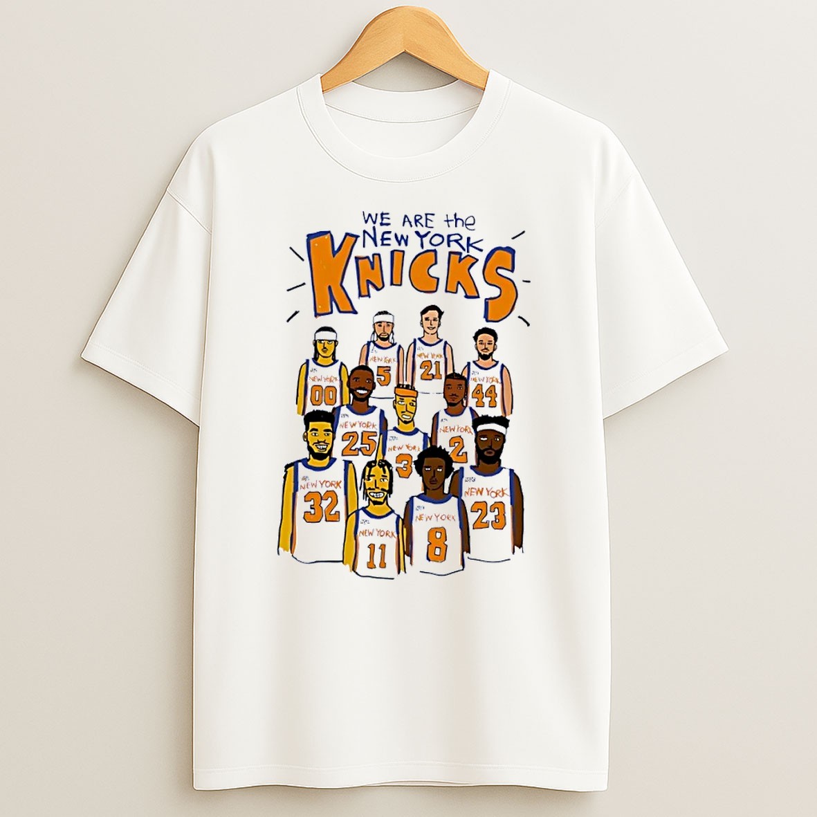Original We Are The New York Knicks Basketball Players Illustration White T Shirt