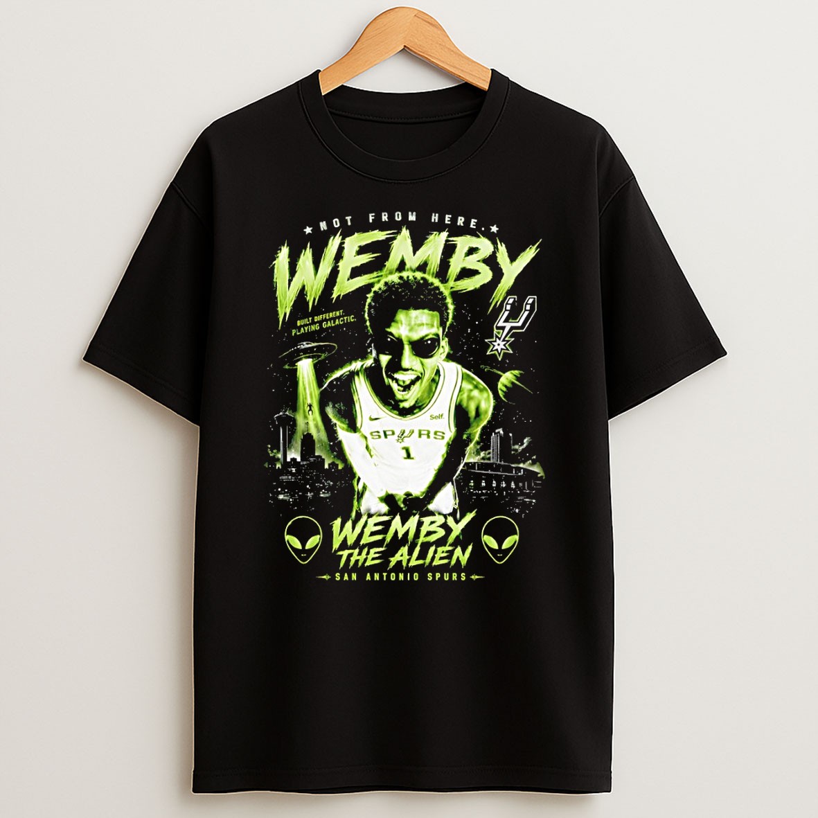 Original Wemby Alien San Antonio Spurs Basketball Not From Here Built Different Playing Galactic 2026 T Shirt