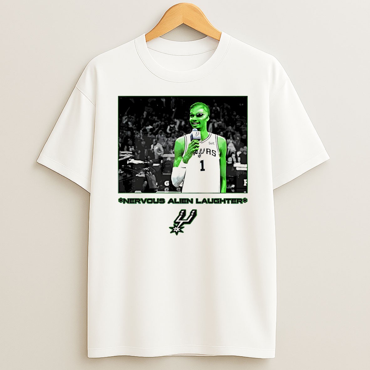 Original Wemby Wembanyama Alien Nvervous Alien Laughter T Shirt