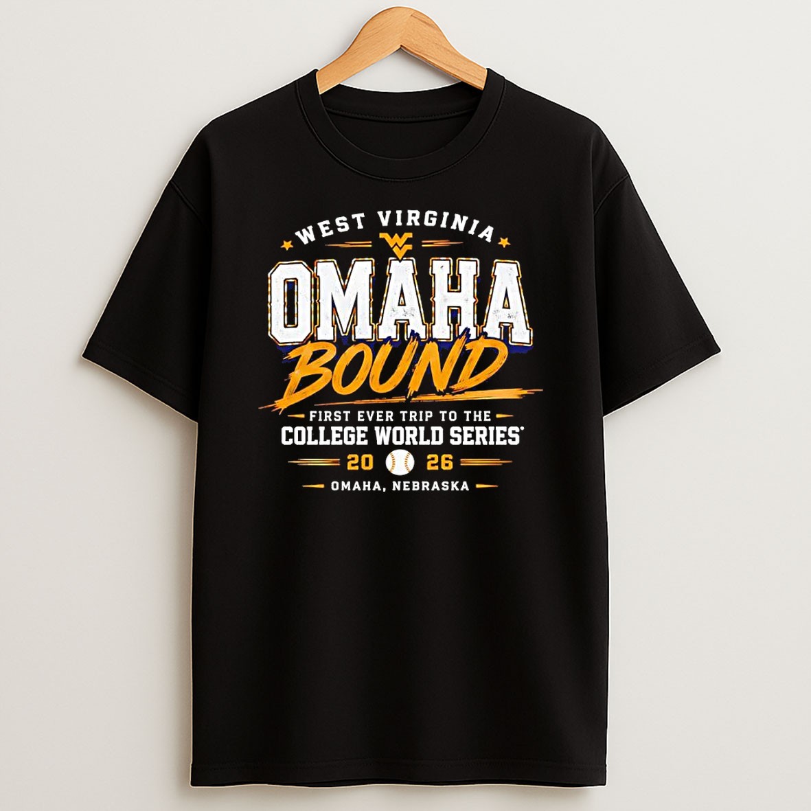Original West Virginia Mountaineers Ncaa Omaha Bound 2026 First Ever Trip To The College World Series T Shirt