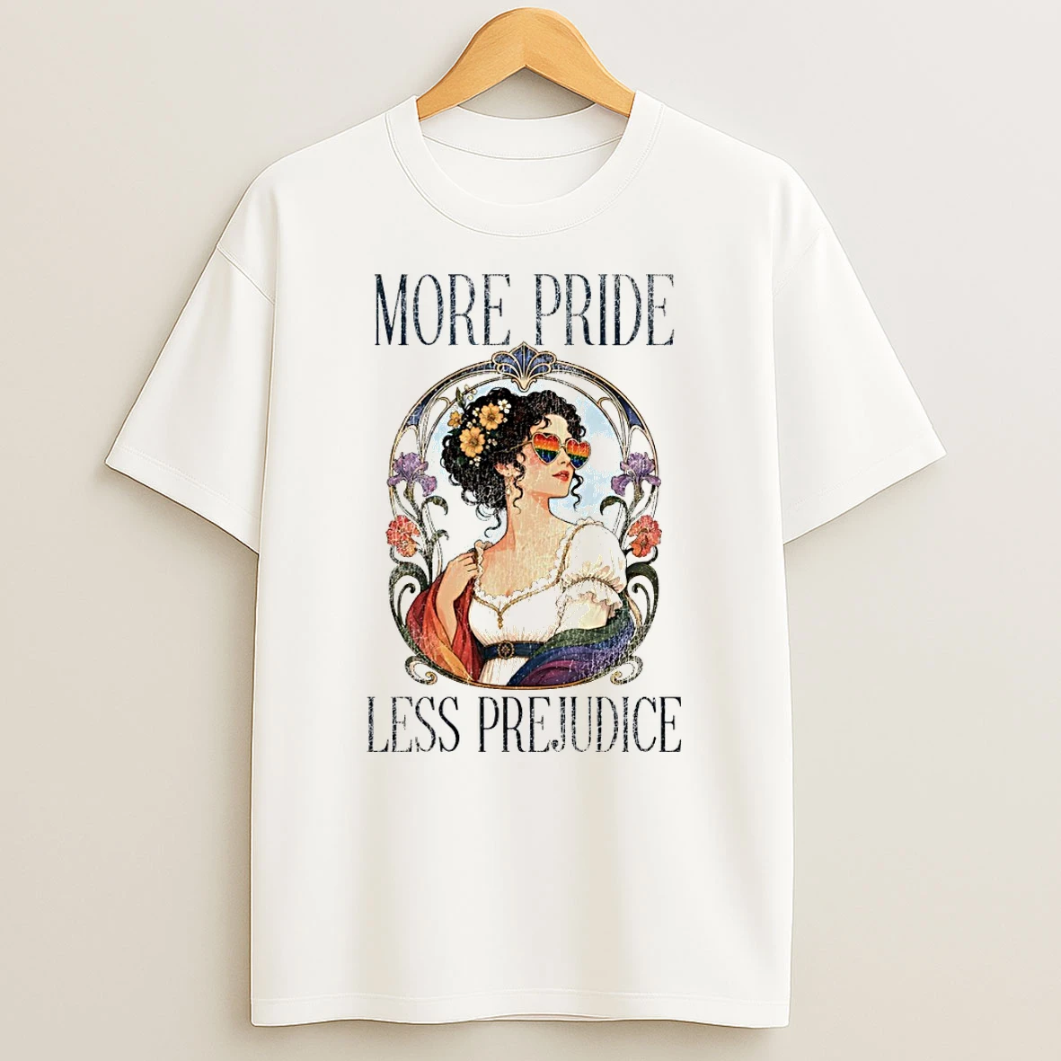 Prideful Woman Floral Rainbow Heart Sunglasses More Pride Less Prejudice Lgbt Tshirt Hoodie