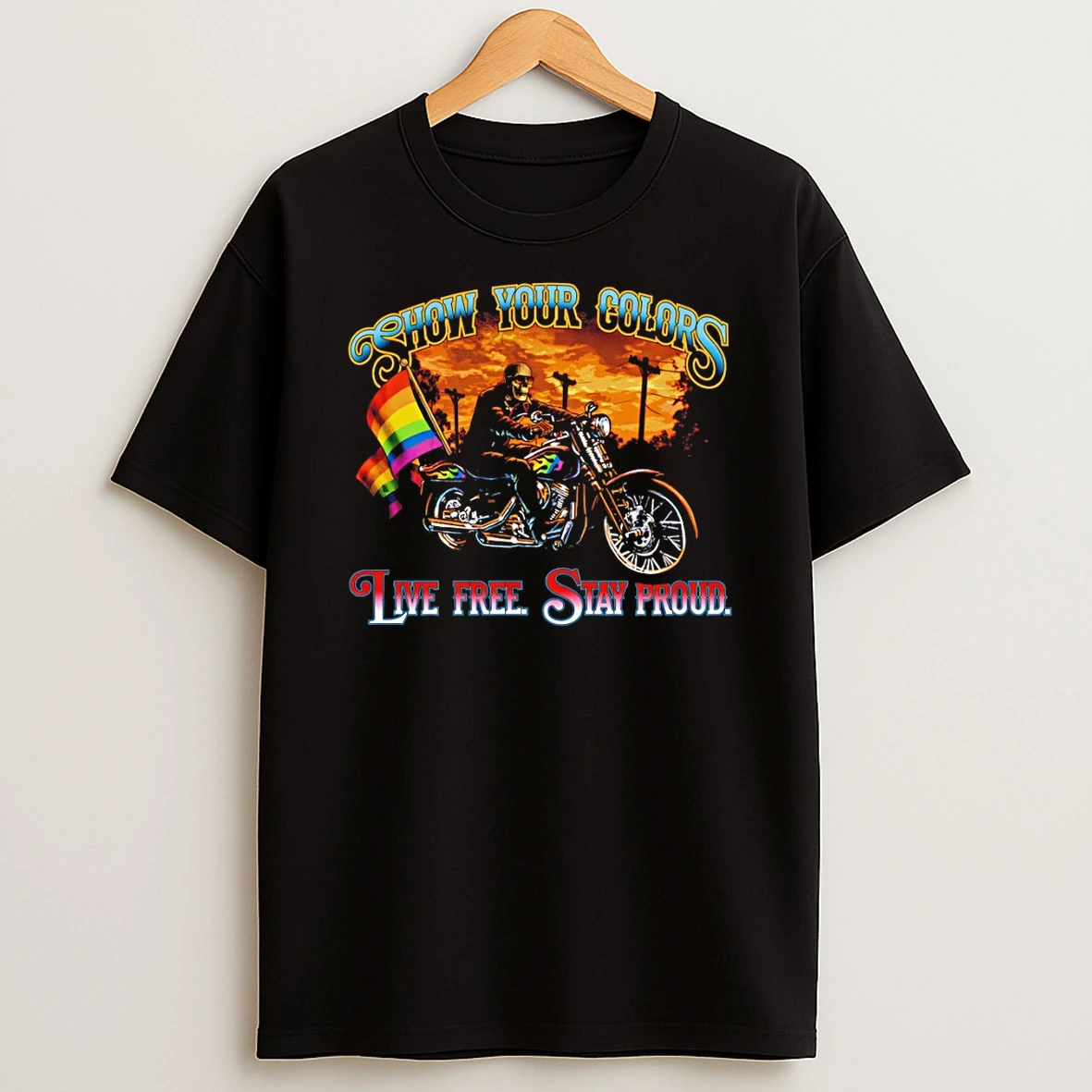 Skeleton Show Your Colors Live Free Stay Proud Pride Month Lgbtq 2026 Tshirt Hoodie