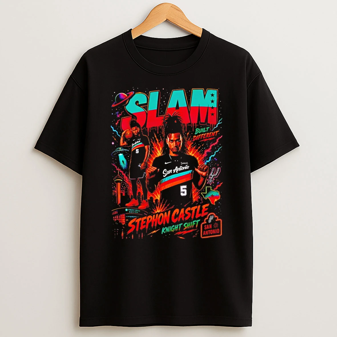Stephon Castle Knight Shift San Antonio Spurs Basketball Slam Ufo Built Different Tshirt Hoodie