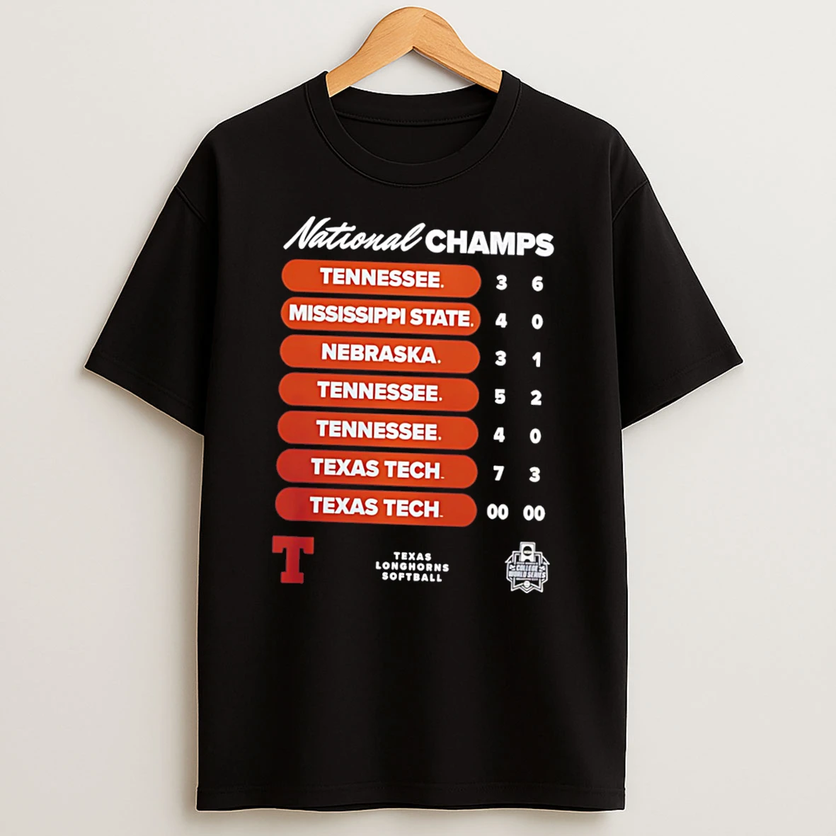 Texas Longhorns 2026 Ncaa Softball Womens College World Series National Champions Schedule Tee Tshirt Hoodie