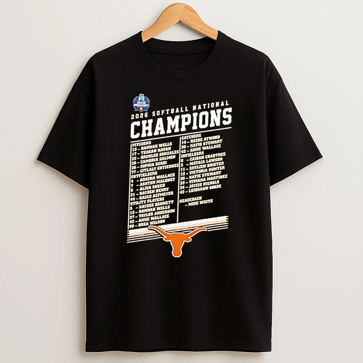 Texas Longhorns 2026 Ncaa Womens Softball National Champions Back To Back Player Name Tee Tshirt Hoodie