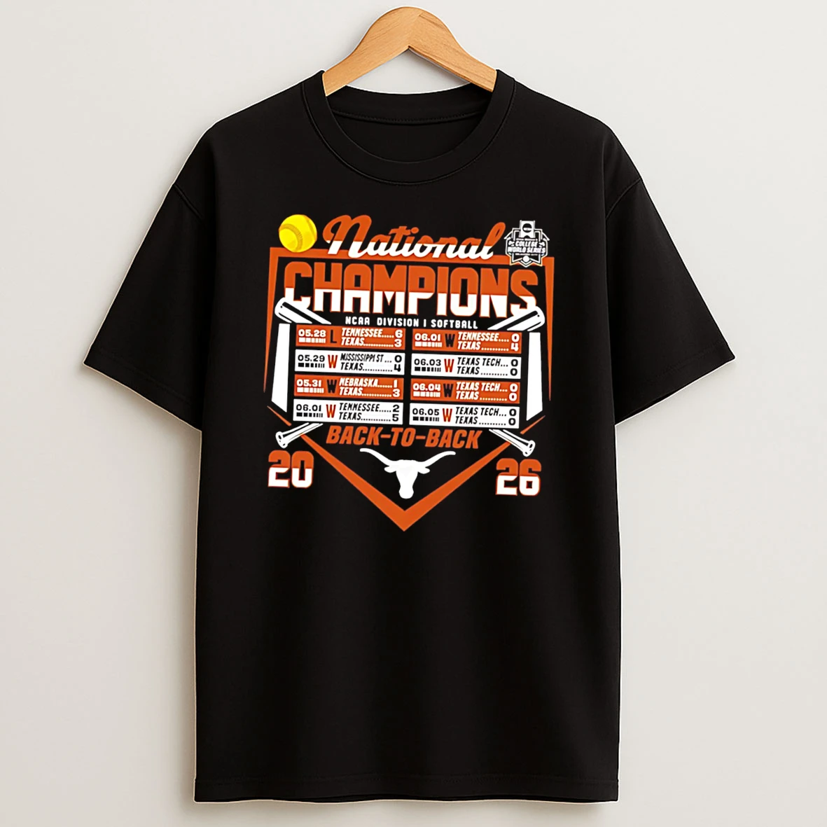 Texas Longhorns 2026 Womens College World Series Champions Bracket Tee Tshirt Hoodie