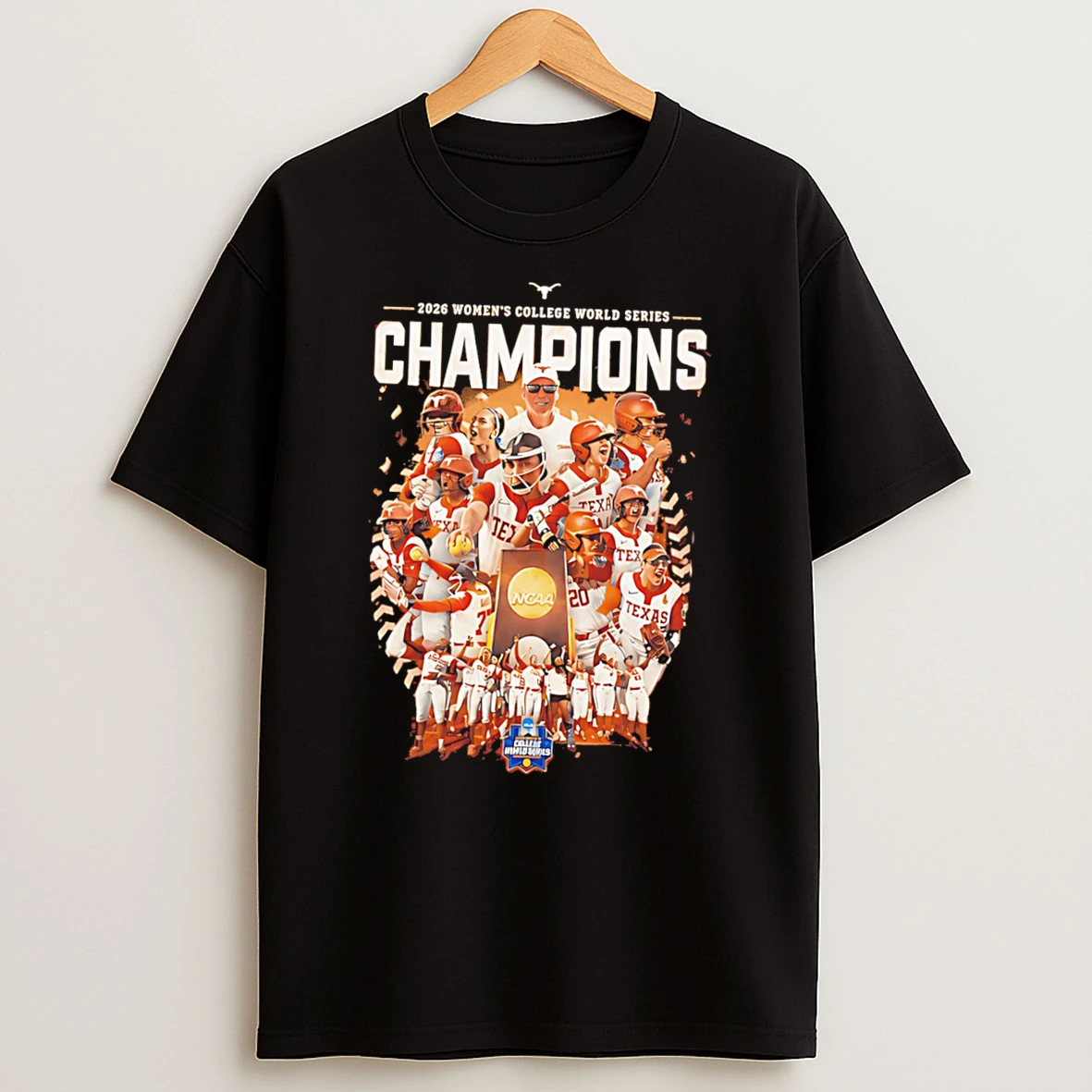 Texas Longhorns Softball 26 Wcws National Champions Back To Back Player Collage Tee Tshirt Hoodie