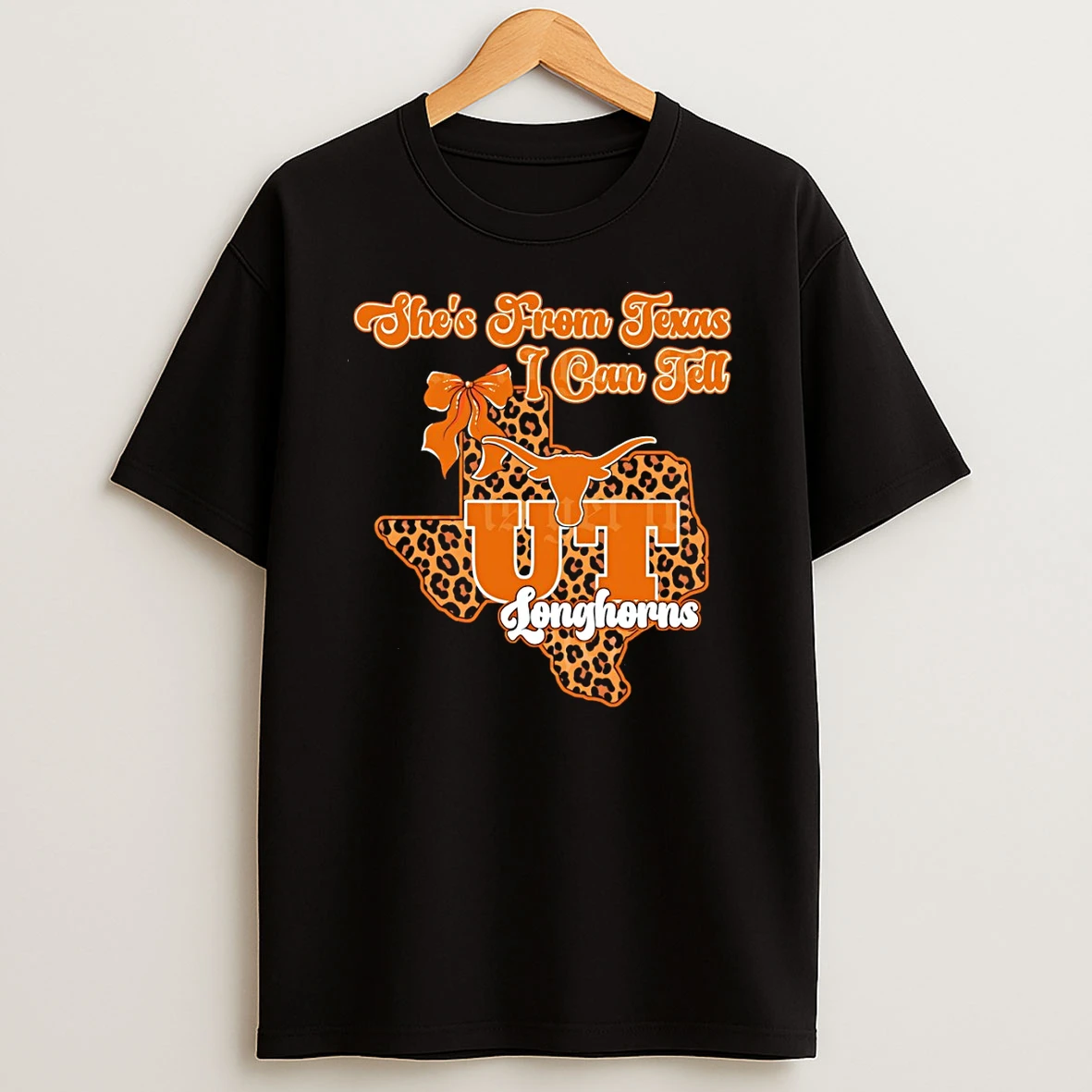 Texas Longhorns Bow Shes From Texas I Can Tell Texas Map 2026 Tshirt Hoodie