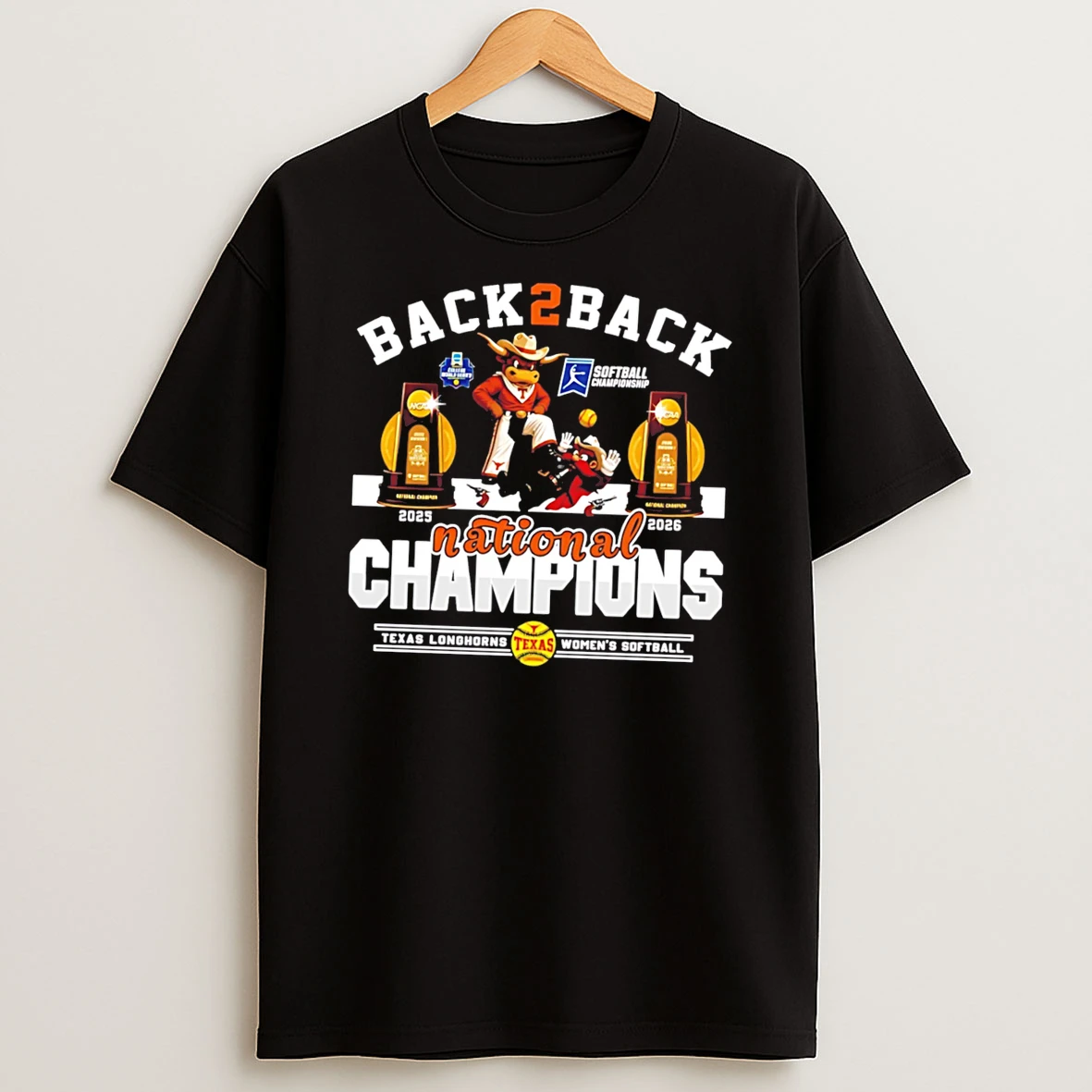 Texas Softball 2026 Wcws National Champions B2b Beat Texas Tech Mascot Tee Tshirt Hoodie