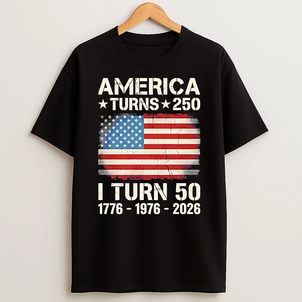 United States 250th Anniversary Birthday America Turns 250 I Turn 50 Flag Tshirt Hoodie