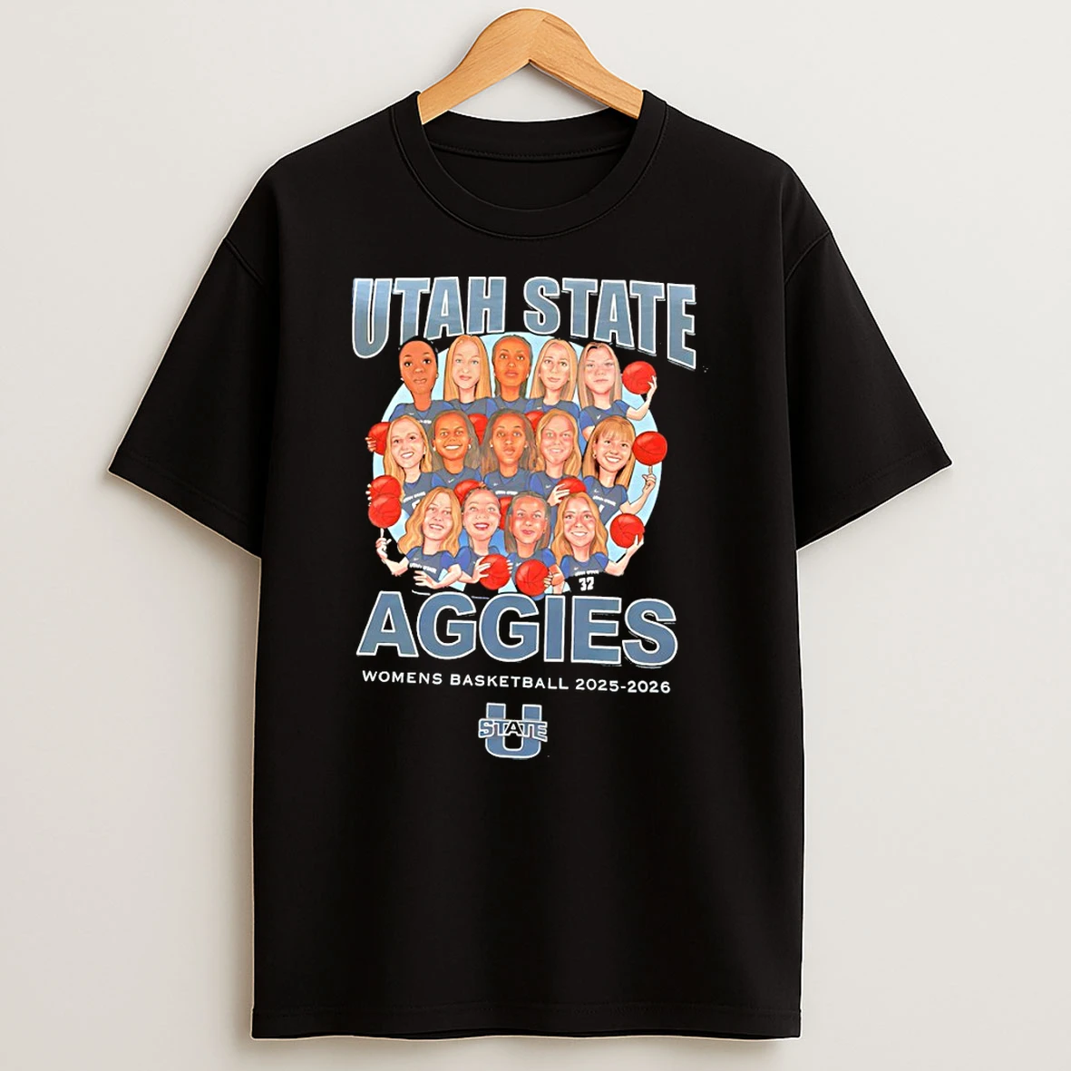 Utah State Aggies Womens Basketball 2025 2026 Cartoon Illustration Tshirt Hoodie