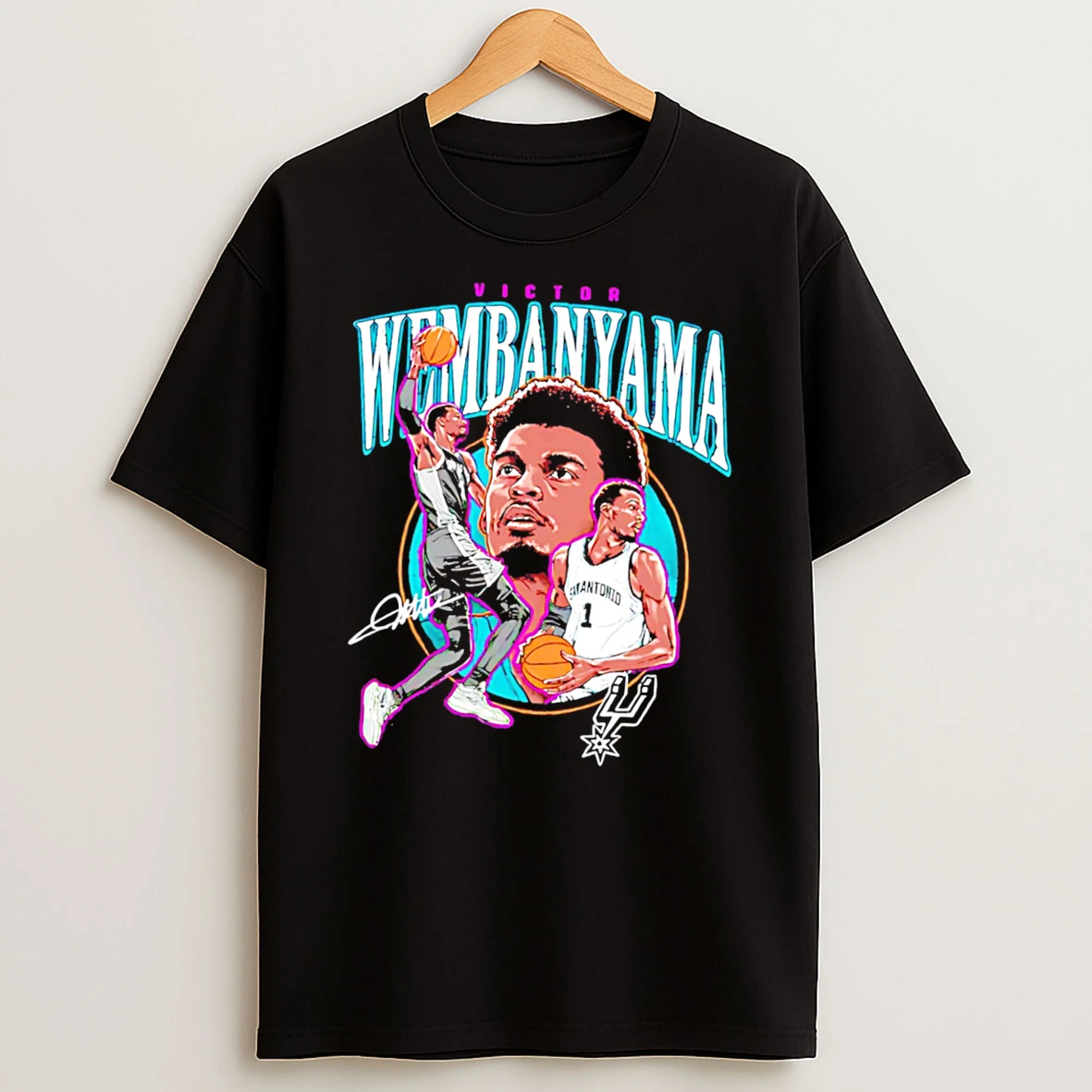 Victor Wembanyama San Antonio Spurs Circle Player Signature Tee Tshirt Hoodie