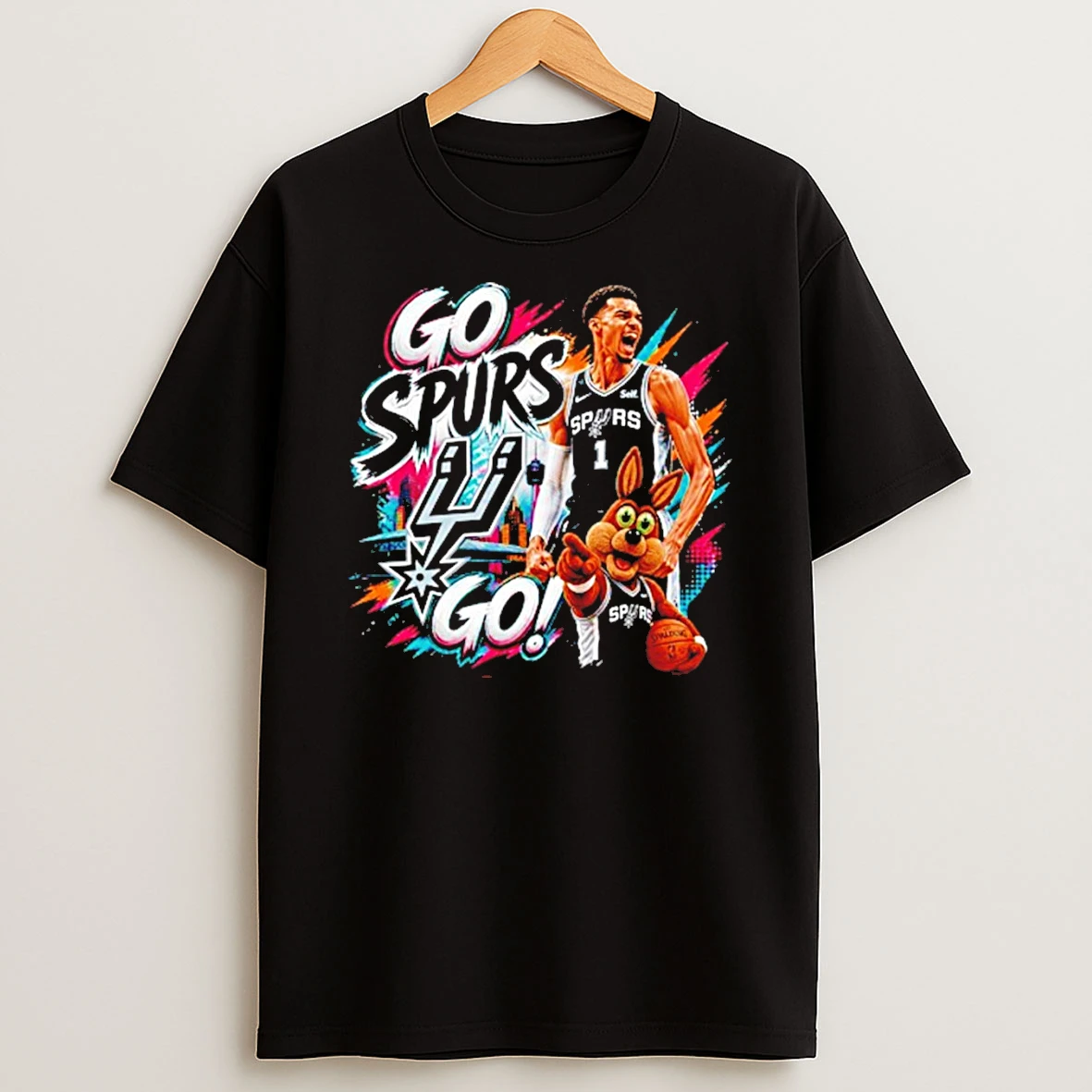 Victor Wembanyama And The Coyote San Antonio Spurs Go Spurs Go Basketball Tshirt Hoodie