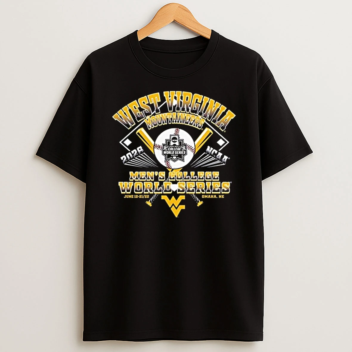 West Virginia Mountaineers Mens College World Series June 12 2122 Omaha Ne T Shirt