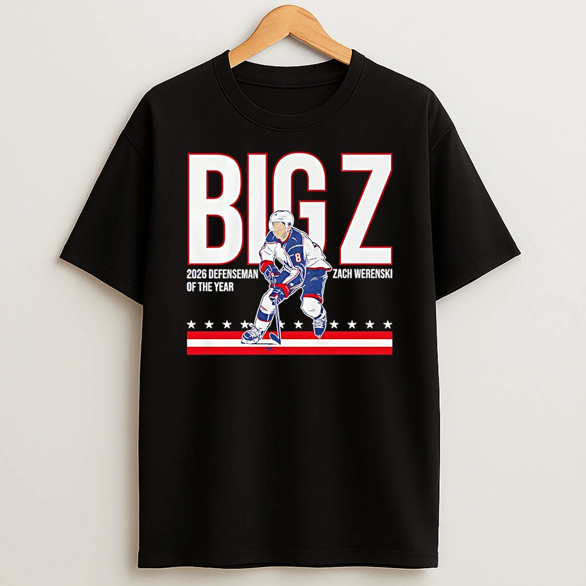 Zach Werenski Columbus Blue Jackets Hockey Big Z 2026 Defenseman Of The Year Tshirt Hoodie