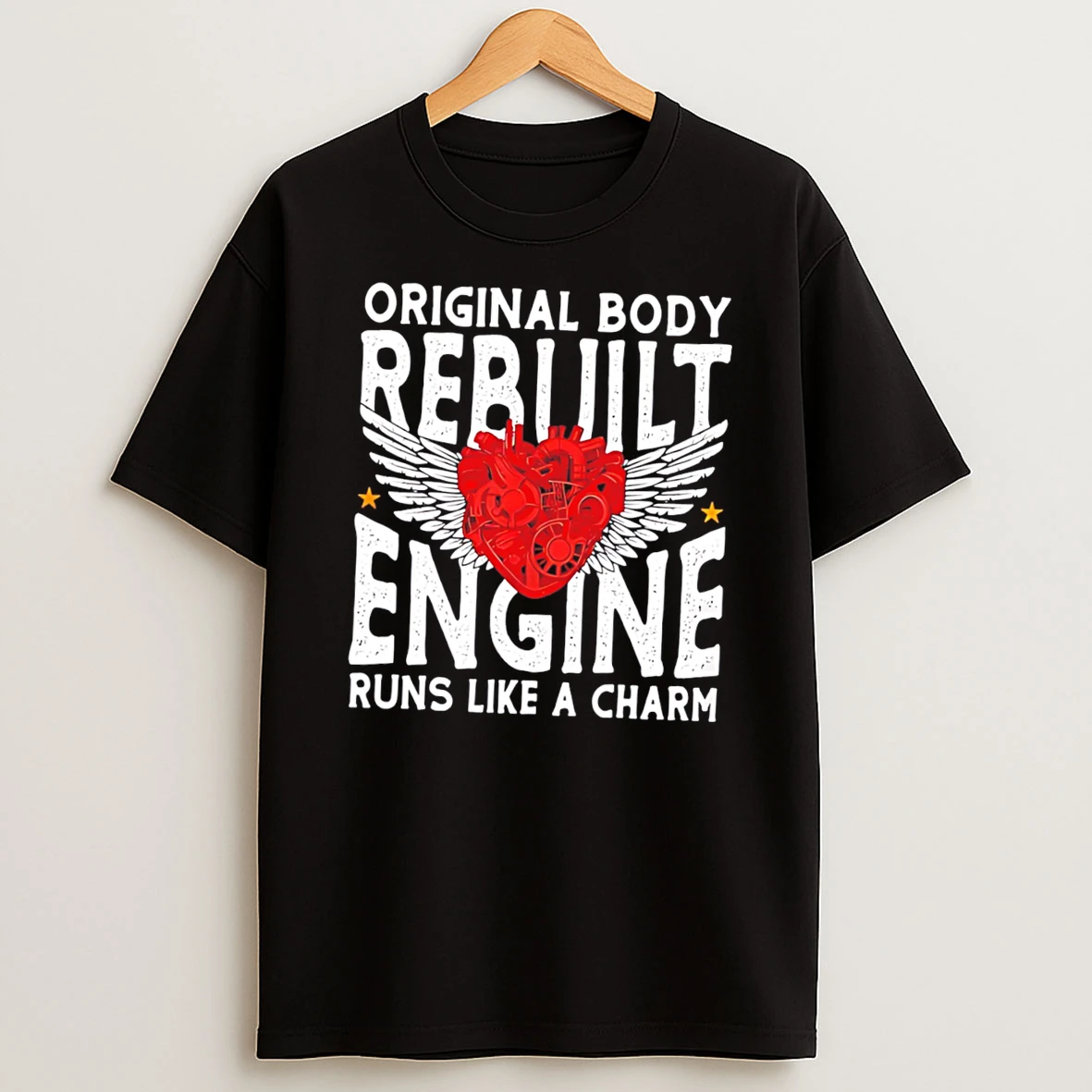 Body Rebuilt Engine Runs Like A Charm Winged Mechanical Heart Tee Tshirt Hoodie