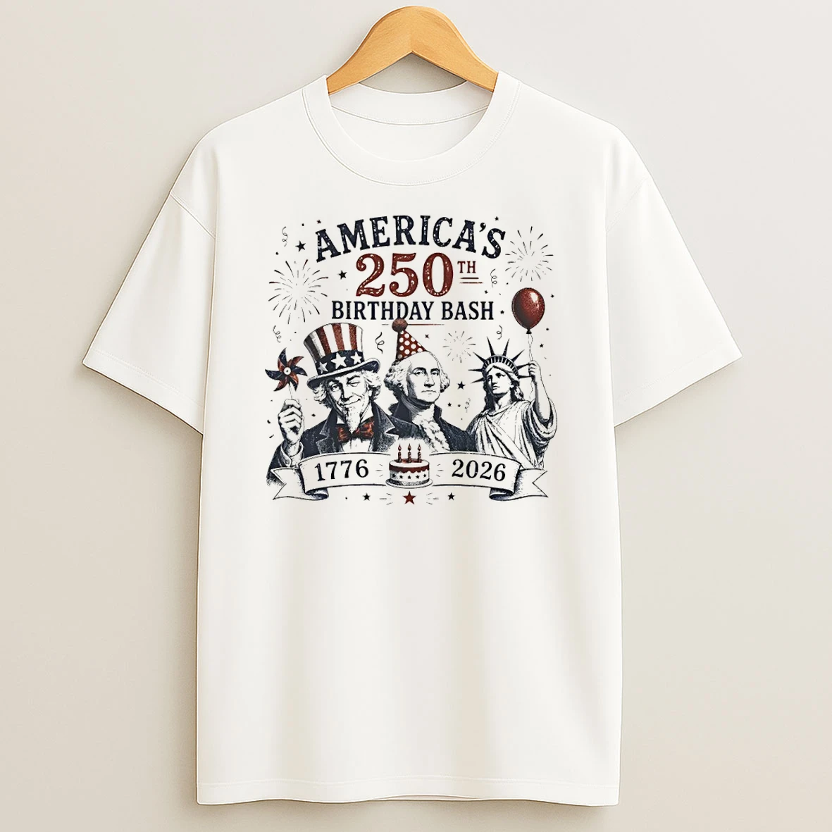Zjmsspoa Uncle Sam George Washington Statue Of Liberty Americas 250th Birthday Bash Tshirt Hoodie