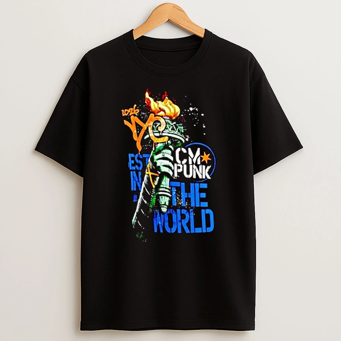 2026 Chicago Statue Of Liberty Cm Punk Best In The World Wwe T Shirt
