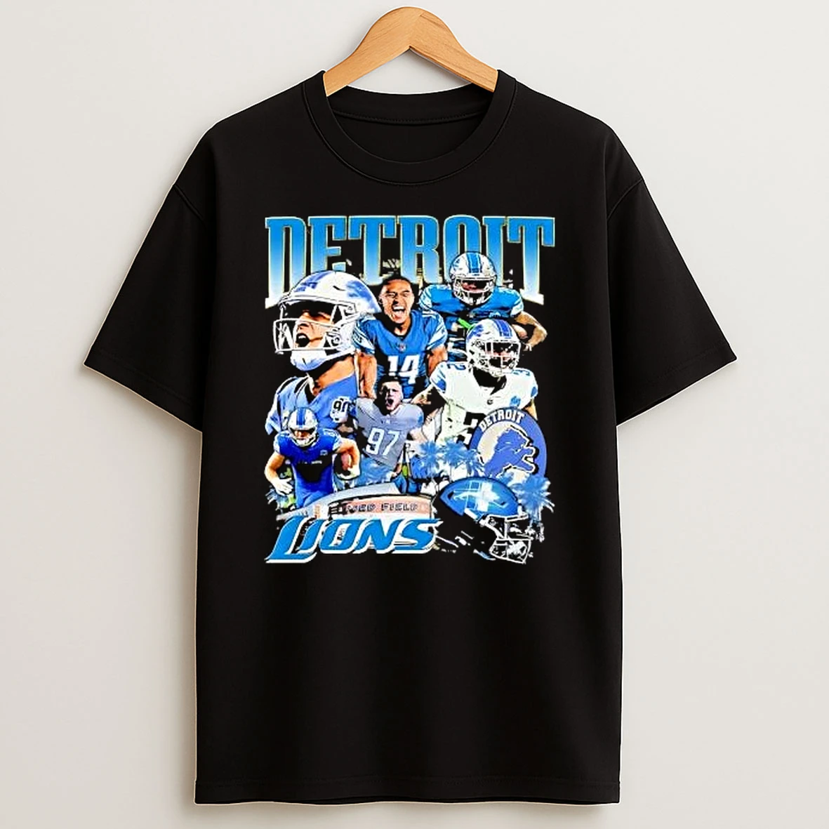 Detroit Lions Football Player Collage Fan Art Detroit Lions T Shirt