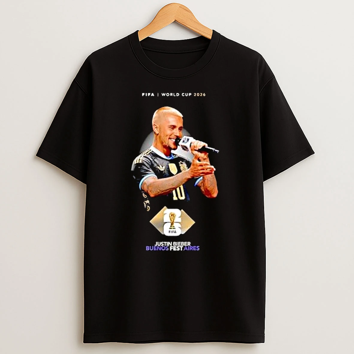 Fifa World Cup 2026 Justin Bieber Performing In Argentina National Team T Shirt