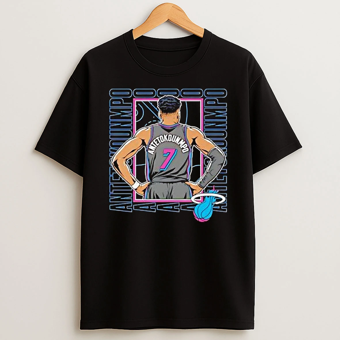 Giannis Antetokounmpo Standing Back View Miami Heat T Shirt