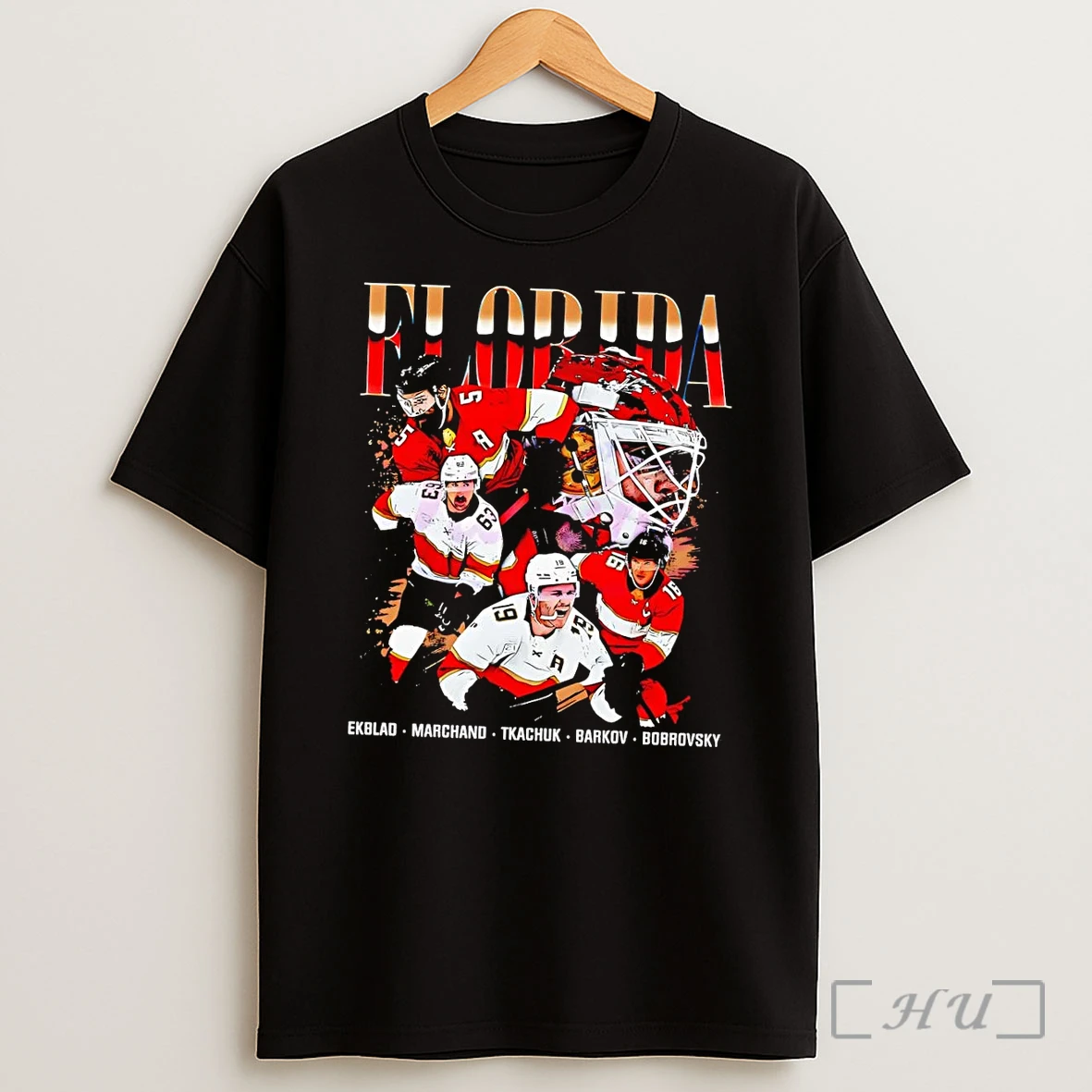 Officials Florida Panthers Ekblad Marchand Tkachuk Barkov Bobrovsky Vintage Hockey Black Shirt
