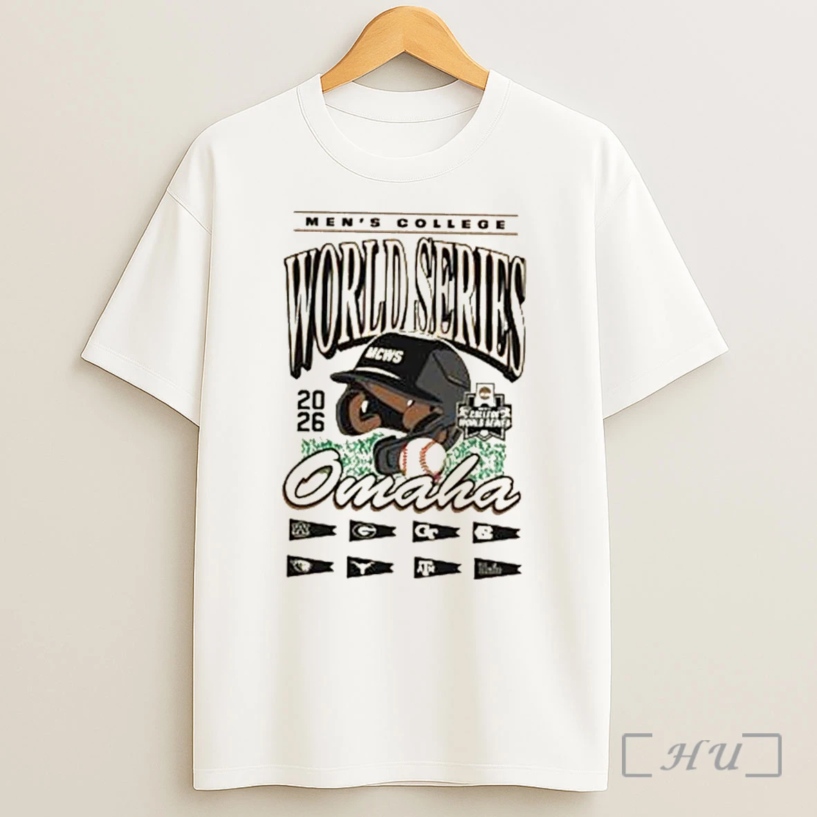 Officials Georgia Baseball 2026 College World Omaha Helmet Tee Shirt