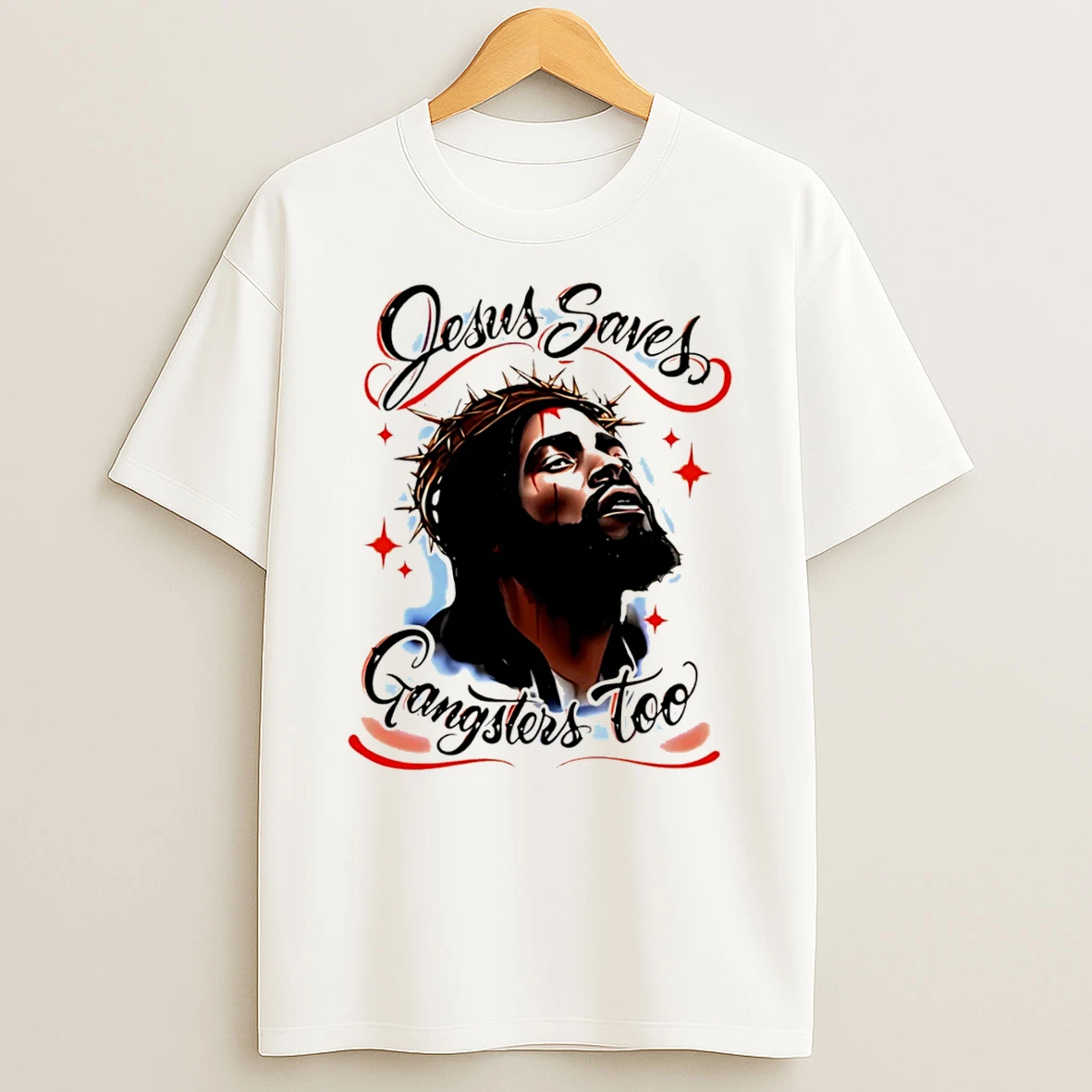 Officials Jesus Saves Gangsters Too Christian Gangster Tee Premium T Shirt Sweatshirt Hoodie