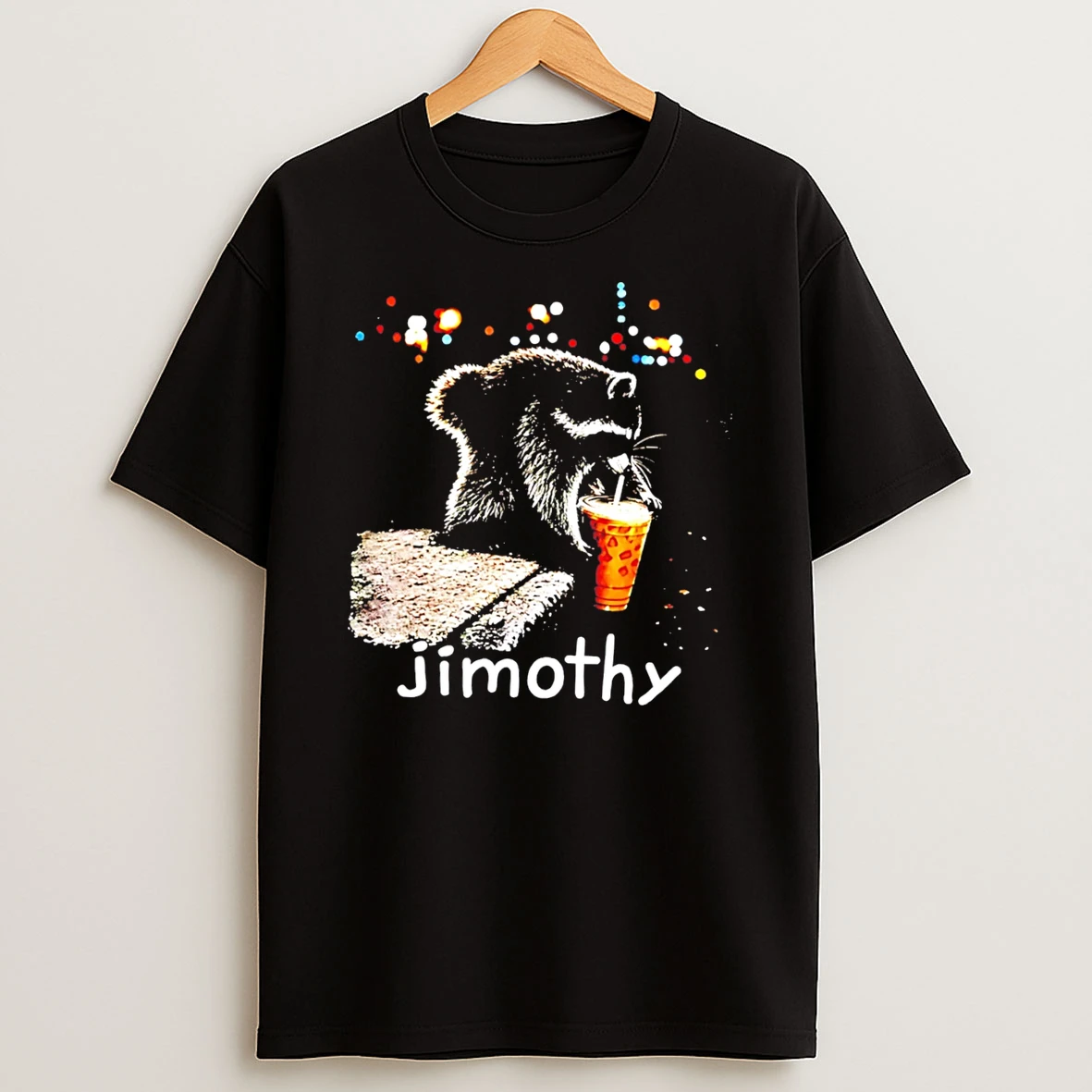 Officials Jimothy Raccoon Drinking Iced Coffee Funny Animal Tee Premium T Shirt Sweatshirt Hoodie