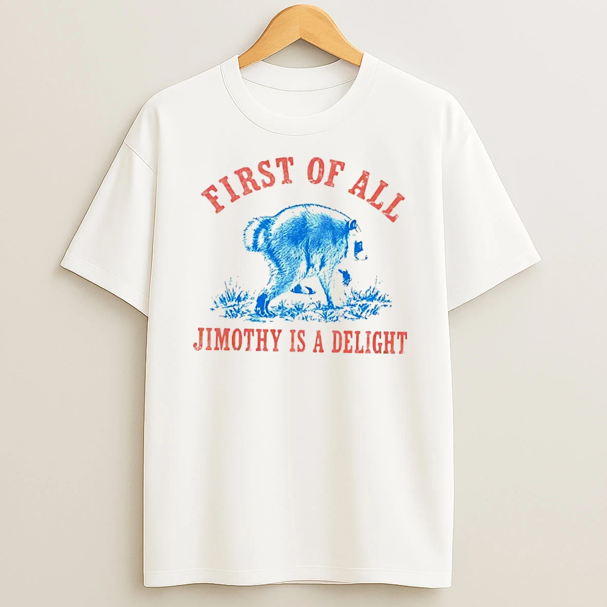 Officials Jimothy Raccoon First Of All Jimothy Is A Delight Tee Premium T Shirt Sweatshirt Hoodie