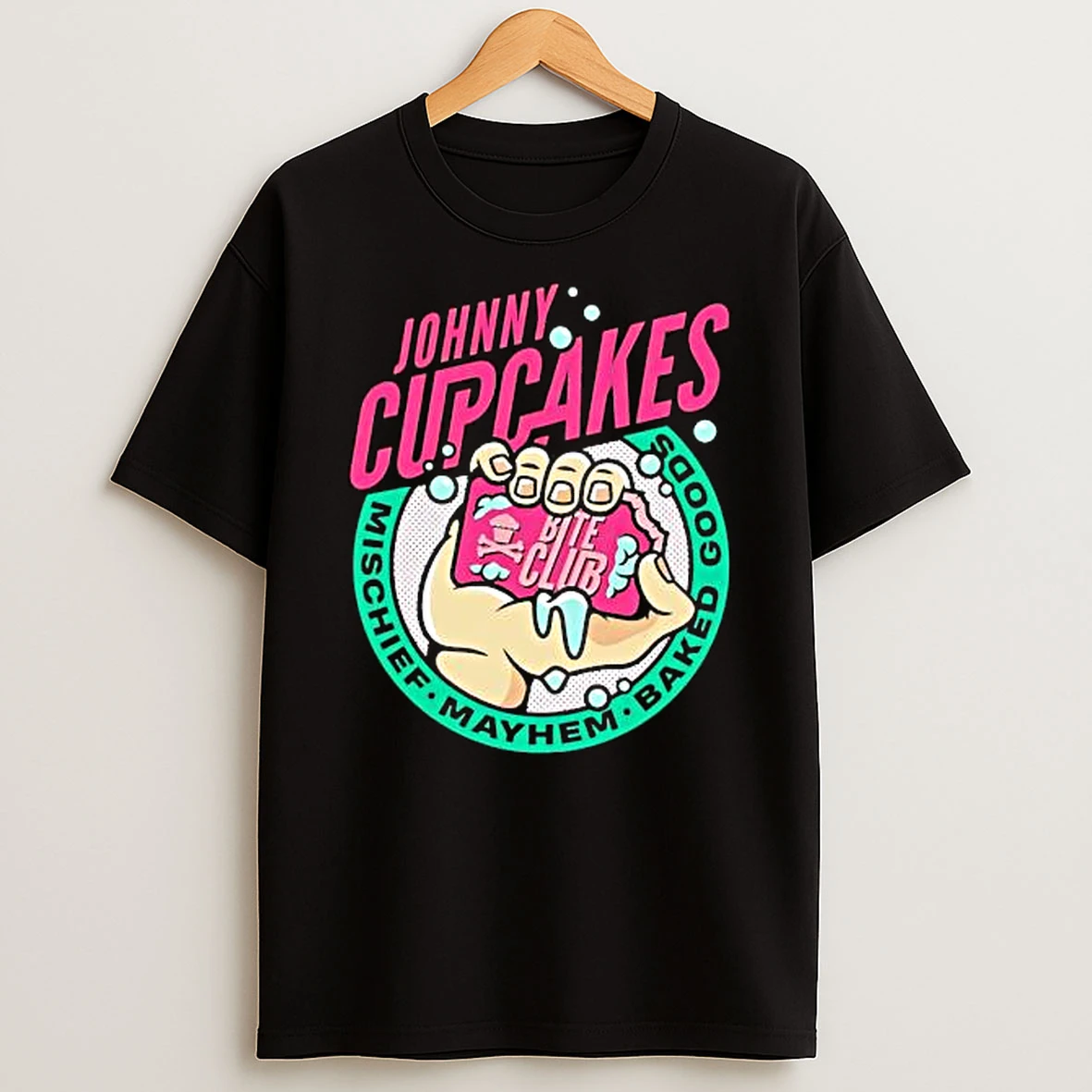 Officials Johnny Cupcakes Bite Club Mischief Mayhem Baked Goods Premium T Shirt Sweatshirt Hoodie
