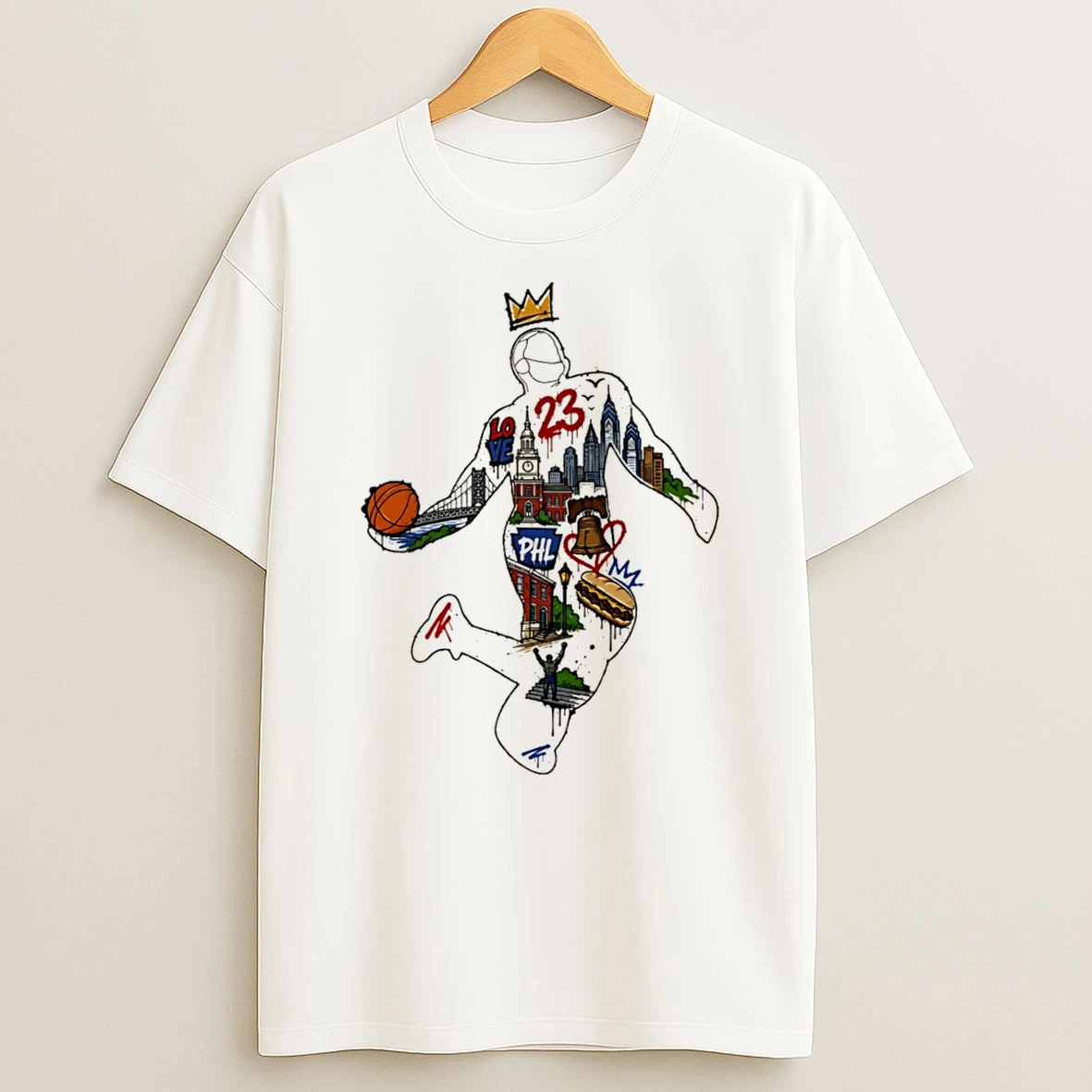 Officials King Of Philly 23 Basketball Collage Graffiti Tee Premium T Shirt Sweatshirt Hoodie