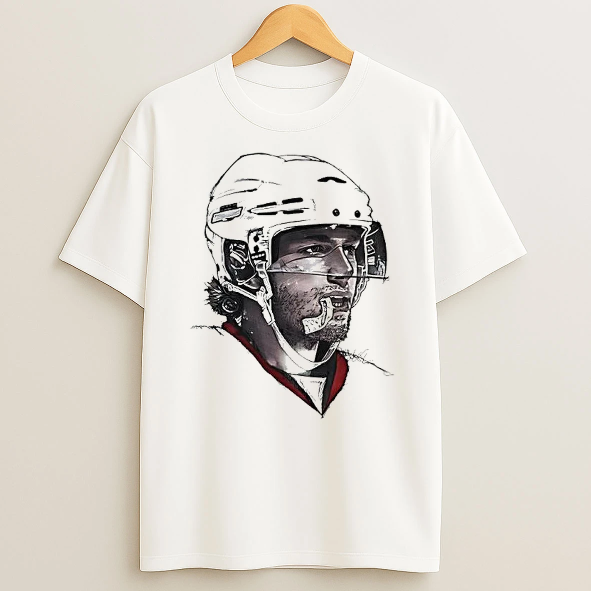 Officials Nhl Hockey Player Mouthguard Action Portrait Carolina Hurricanes Premium T Shirt Sweatshirt Hoodie