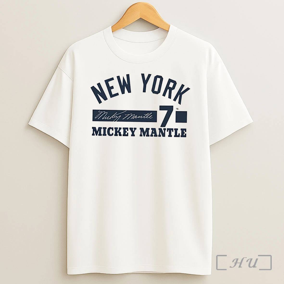 Officials New York Yankees Mickey Mantle Signature Name Number Tee Shirt