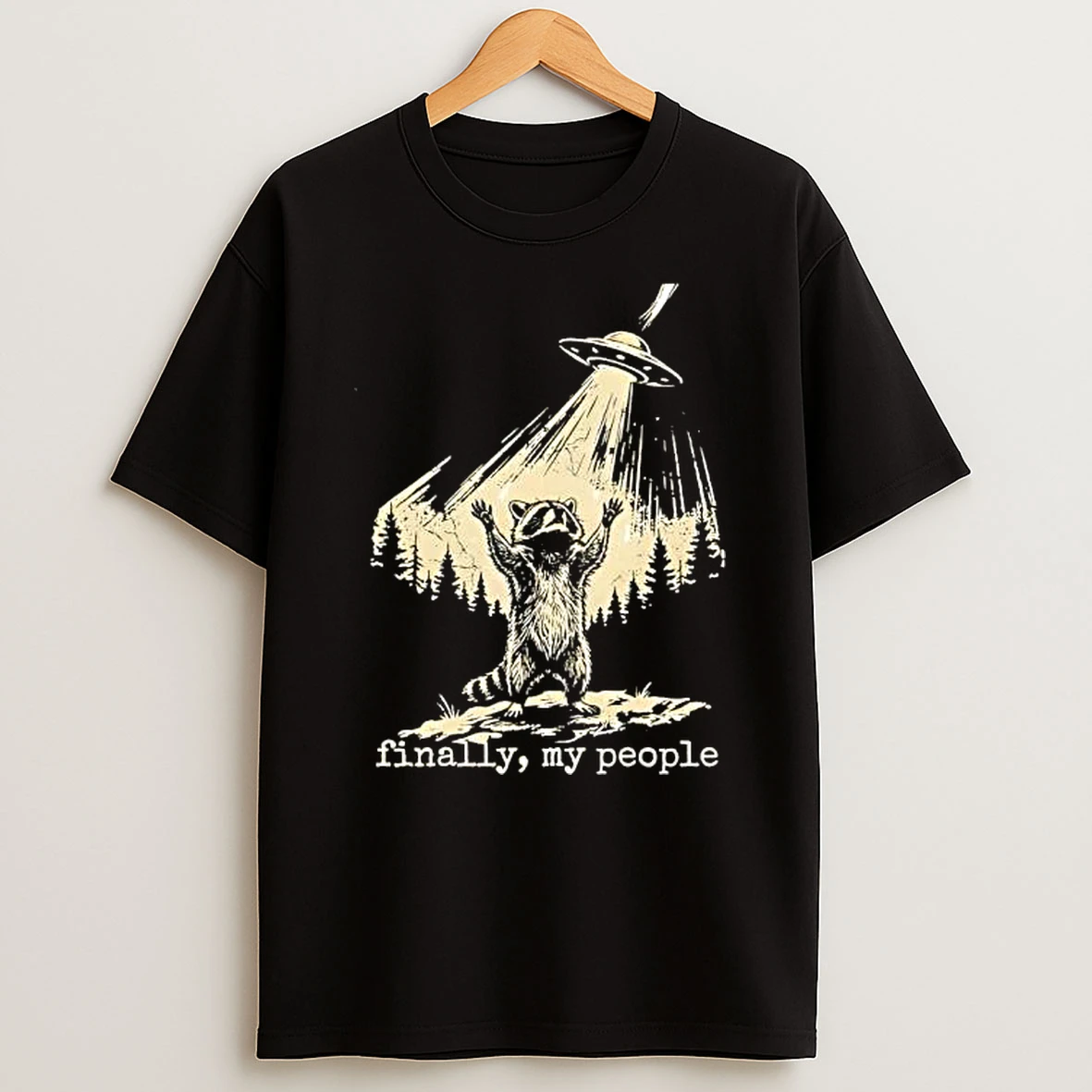 Officials Raccoon Finally My People Ufo Abduction Premium T Shirt Sweatshirt Hoodie
