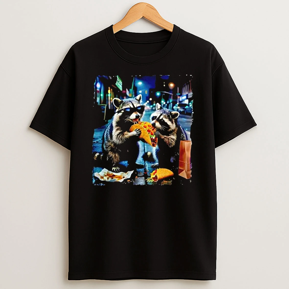 Officials Raccoons Eating Tacos On City Street Raccoon Premium T Shirt Sweatshirt Hoodie